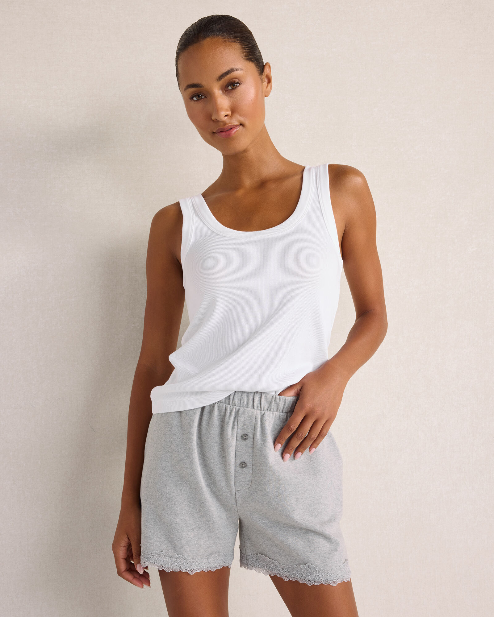 Resti Brushed Organic Cotton Lace Shorts