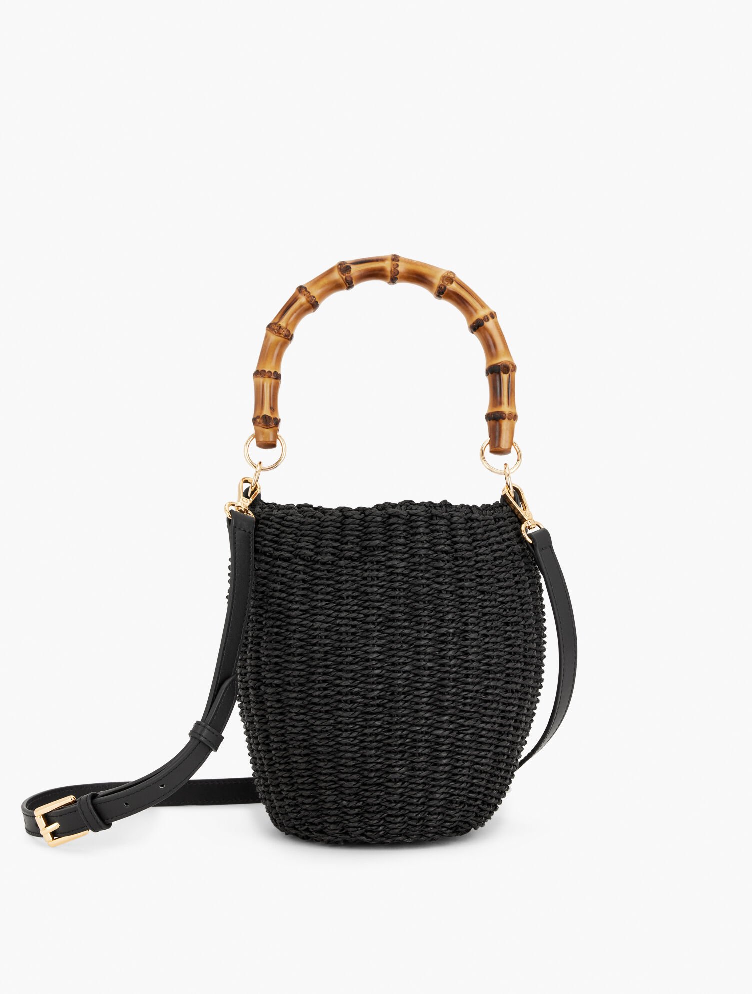 Bamboo Handle Straw Bucket Bag Talbots