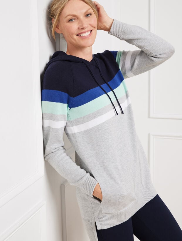 Hooded Sweater - Colorblock Stripe