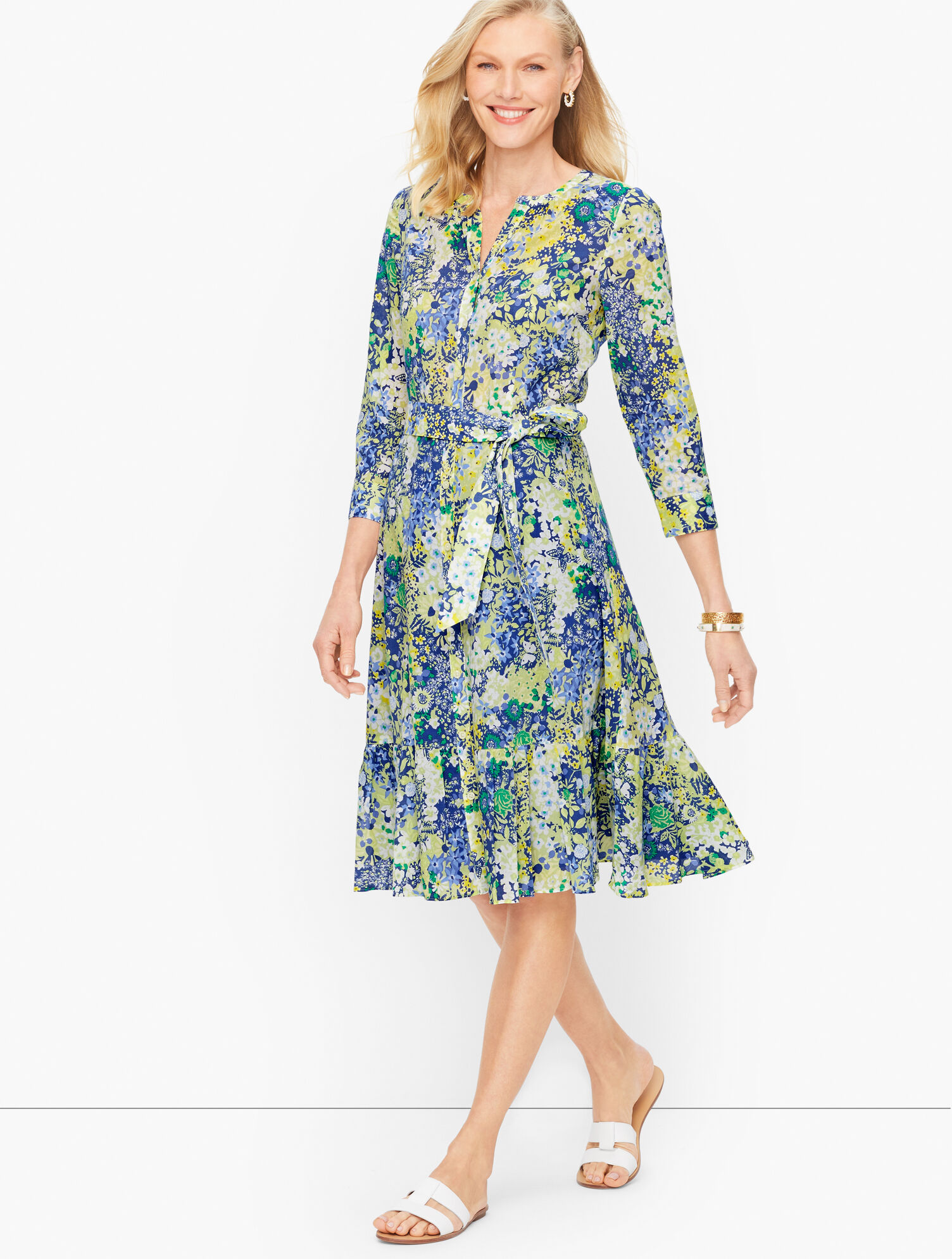 Cotton Tie Waist Dress - Butterfly Garden | Talbots