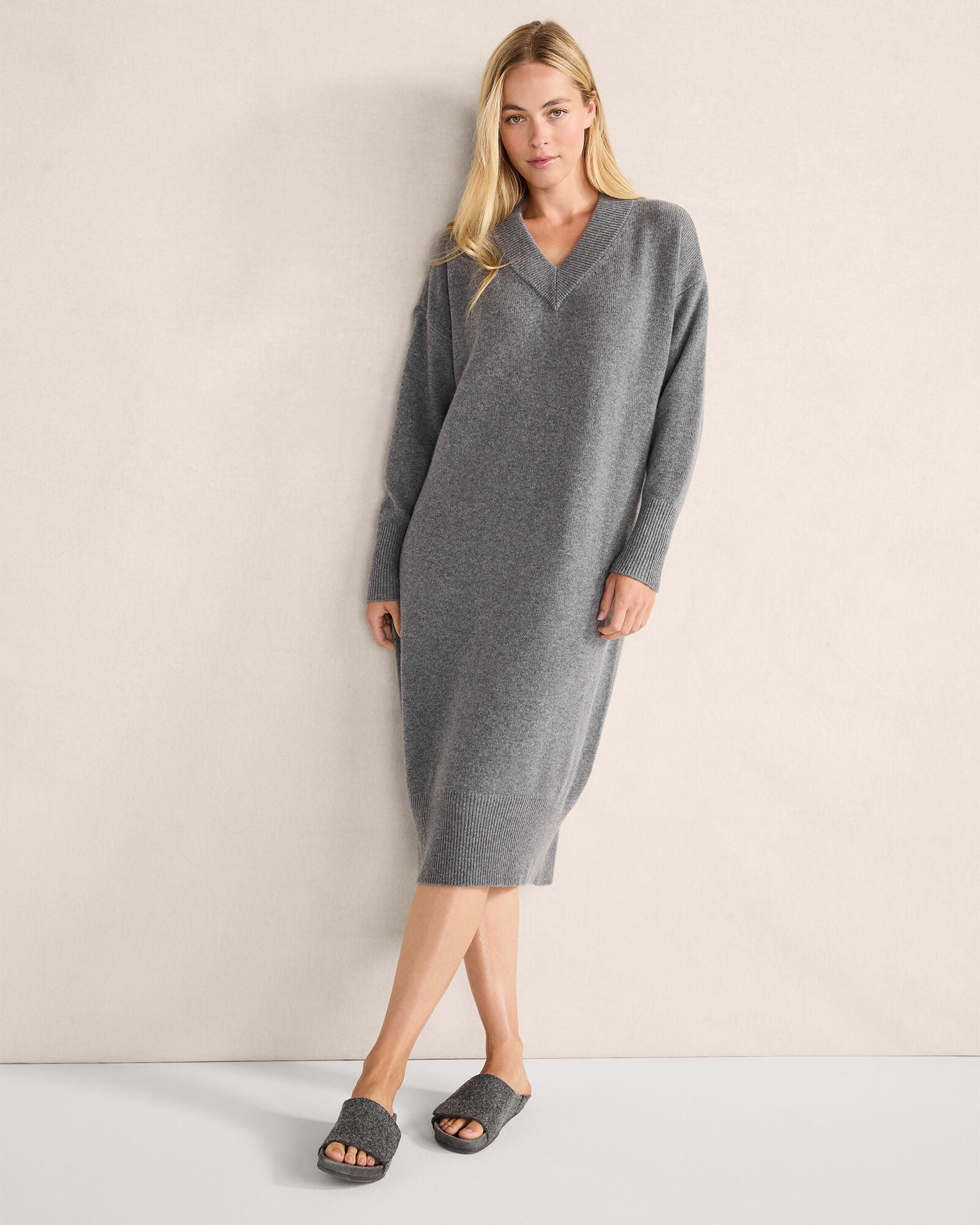slim fit dress slacks Iconic Cashmere Maxi Dress Grey / Xs main image 1