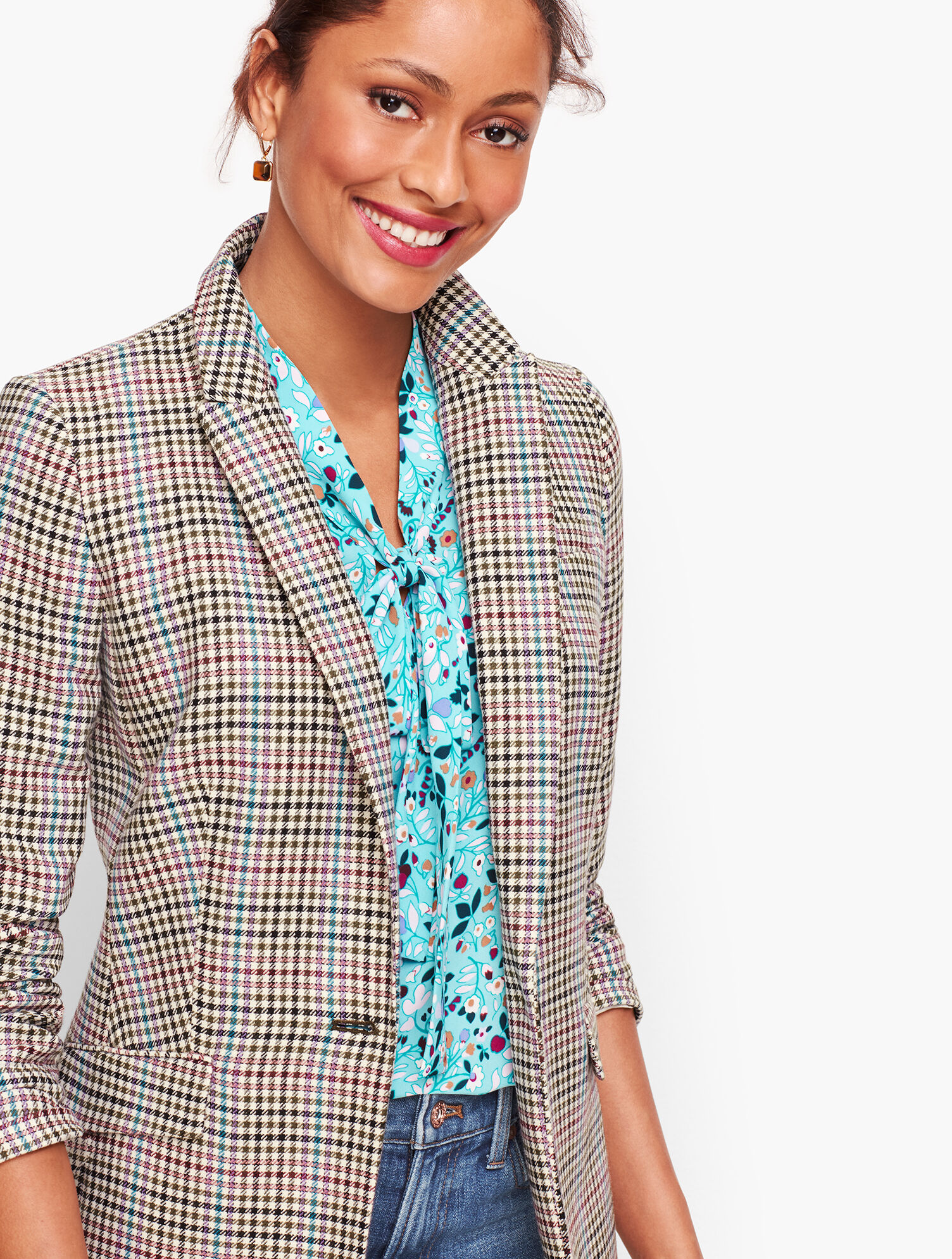Long Plaid Blazer