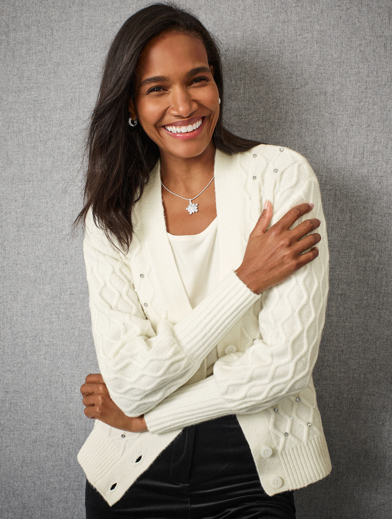 Embellished V-Neck Cardigan