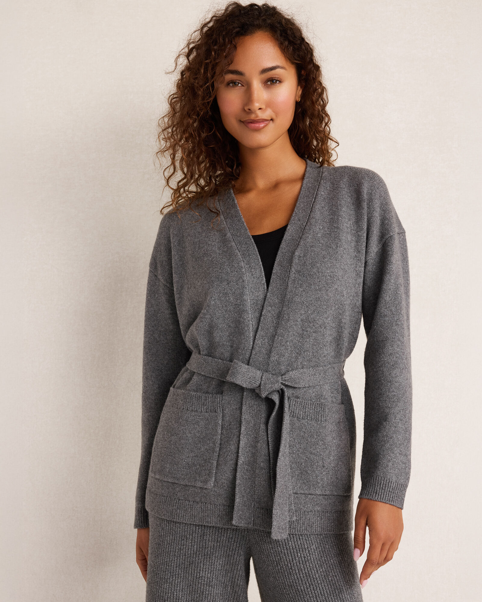 Cotton Blend Belted Cardigan
