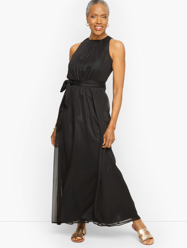 striped halter maxi dress Chrissy Striped Halter Maxi Dress