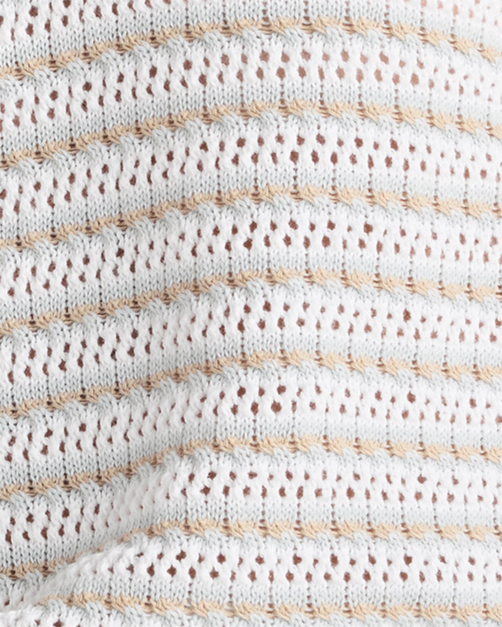 Organic Cotton Stripe Mixed Stitch Johnny Collar Sweater