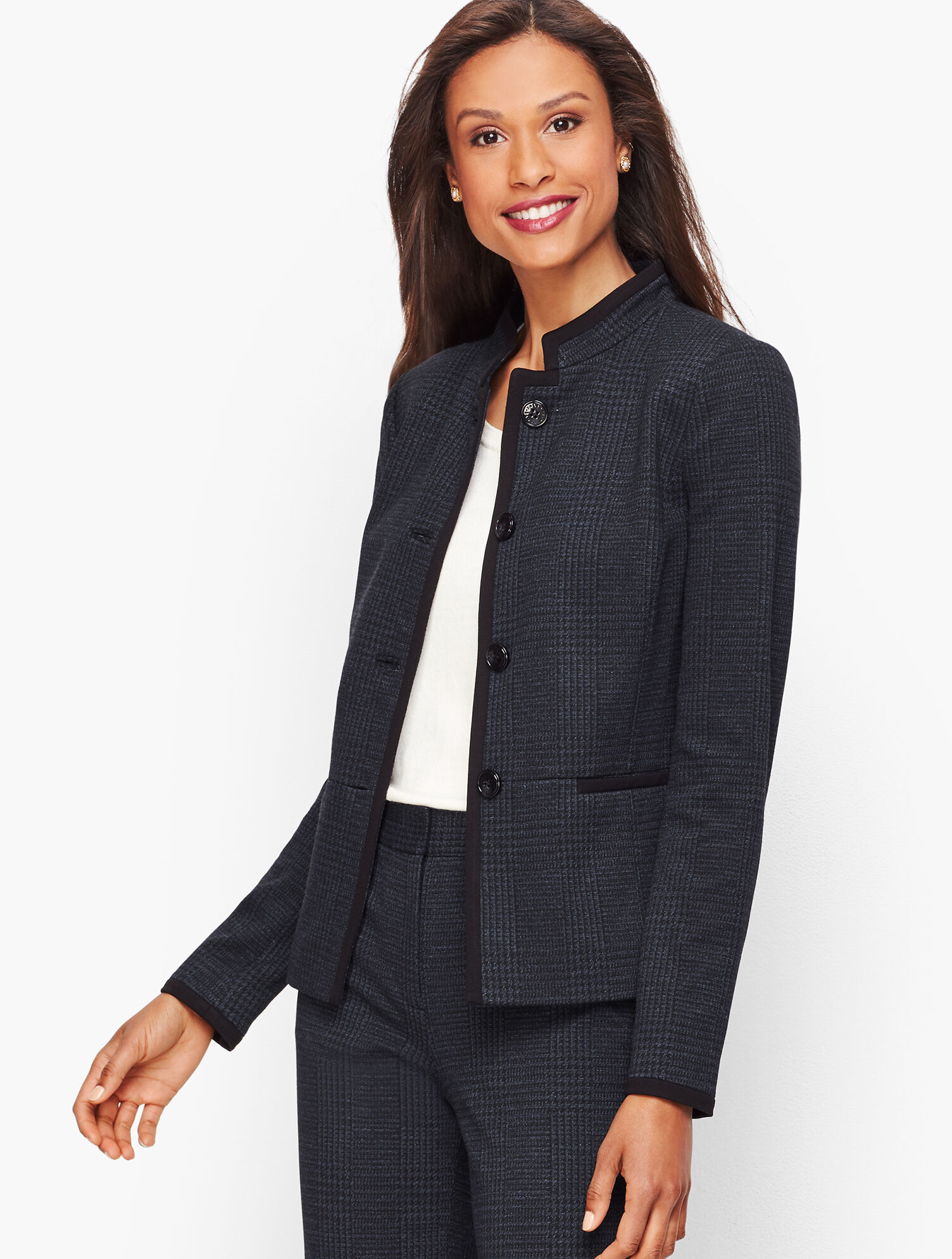 Luxe Knit Plaid Blazer
