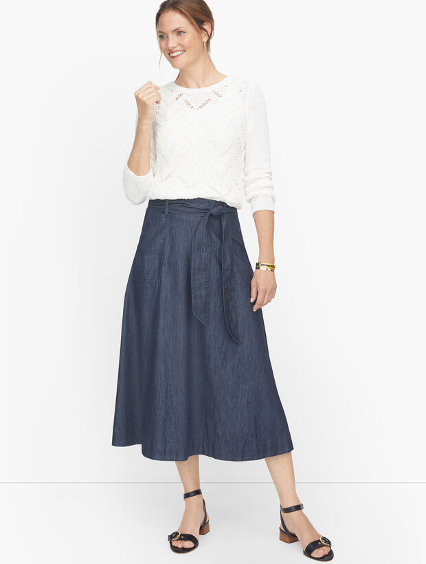 Tie Waist Denim Skirt