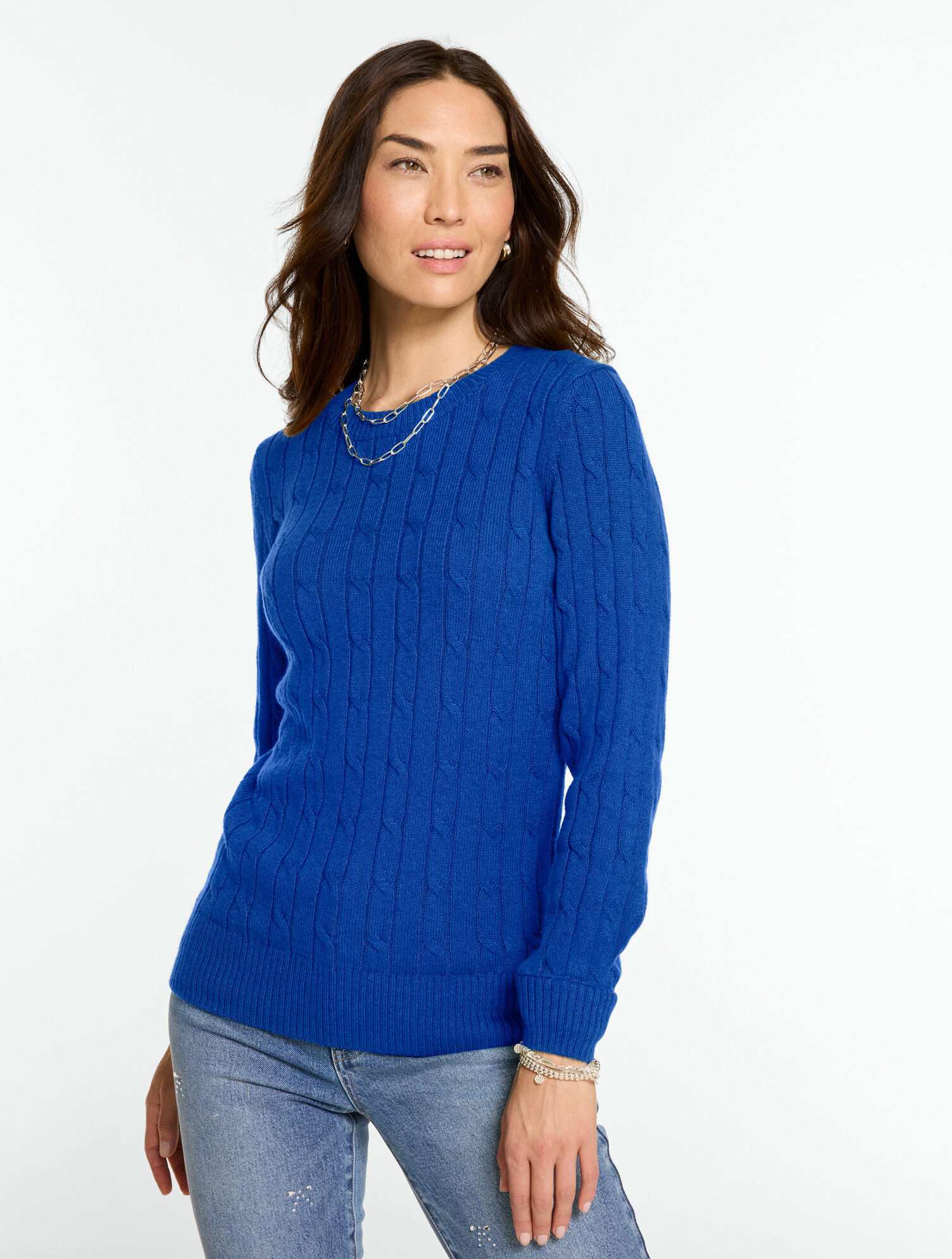 Soft Cable Knit Crewneck Sweater