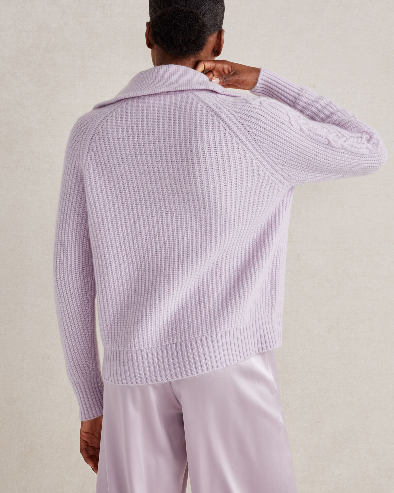 Cashmere Cable Knit Half Zip