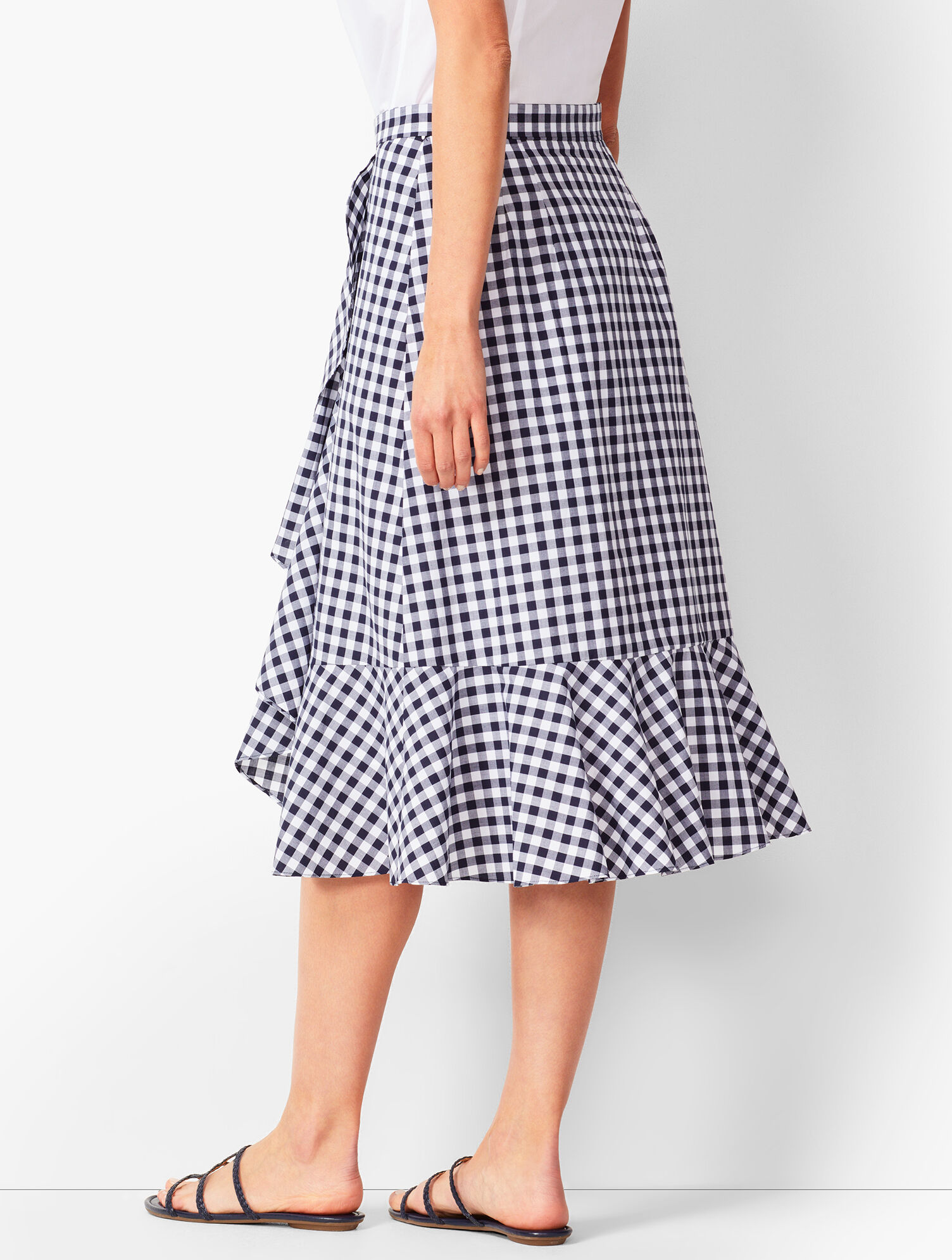 Gingham Tie-Front Midi Skirt | Talbots