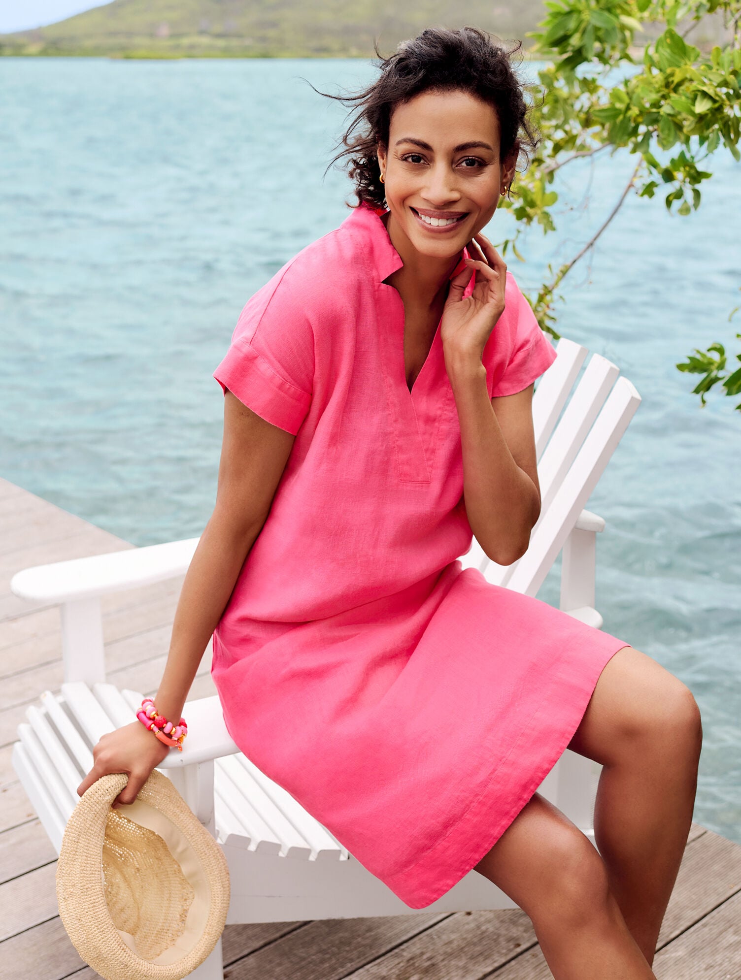 knee length dresses for ladies Lillian Linen Shift Dress main image 0