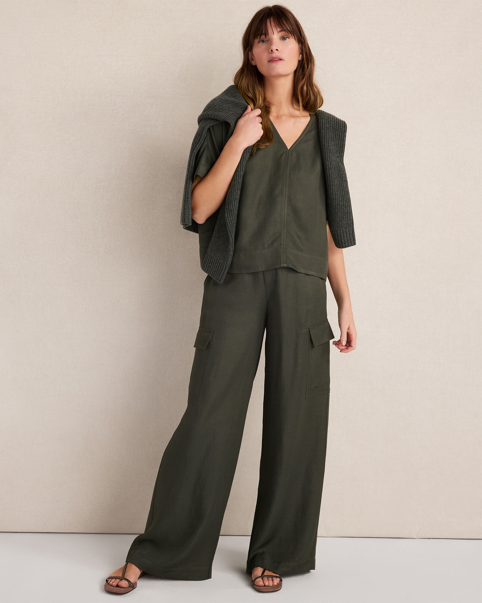 Viscose Linen V-Neck Top