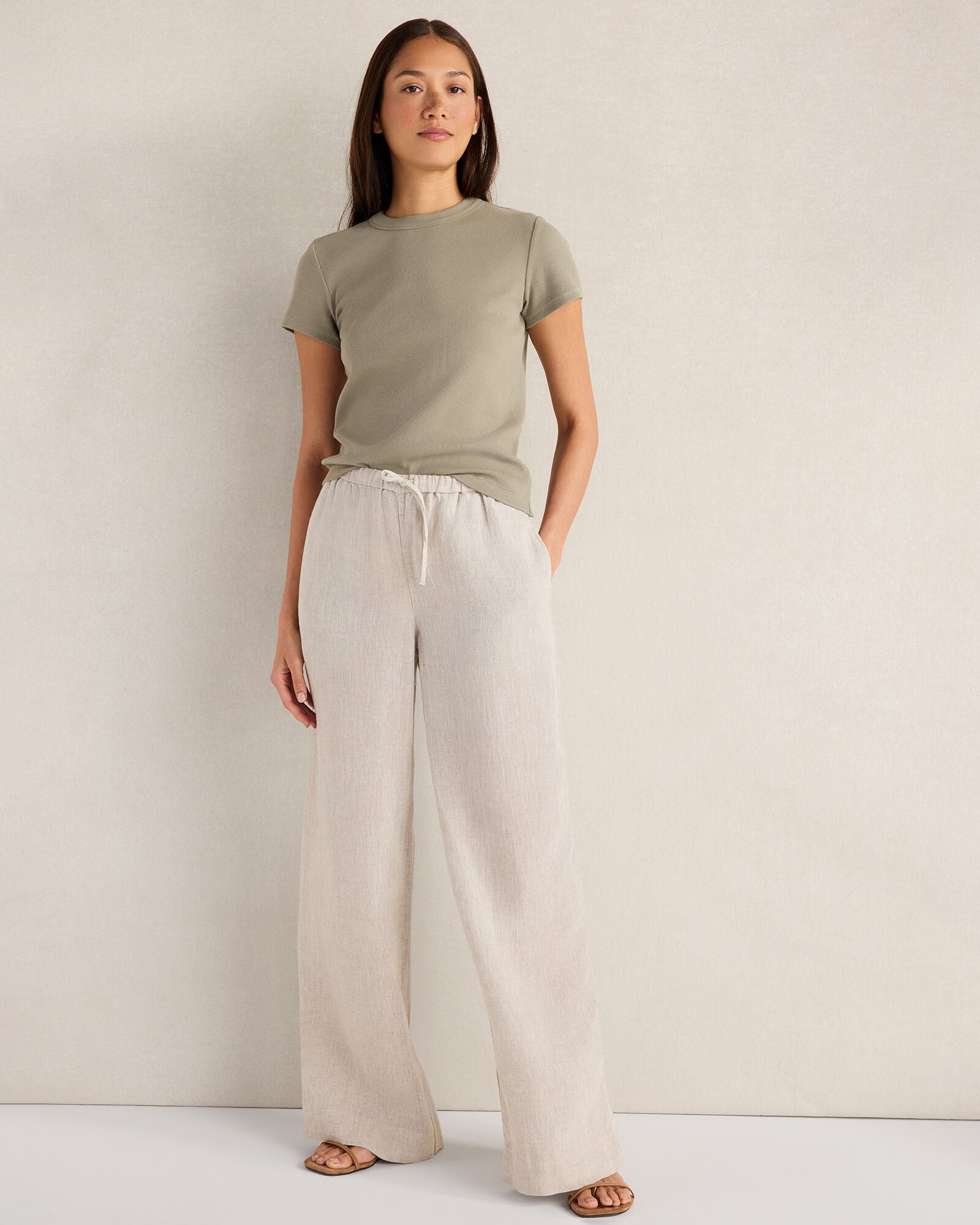 Linen Wide Leg Drawstring Pants