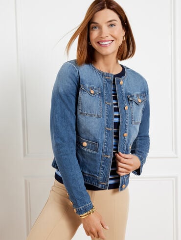 Collarless Jean Jacket - Sienna Wash
