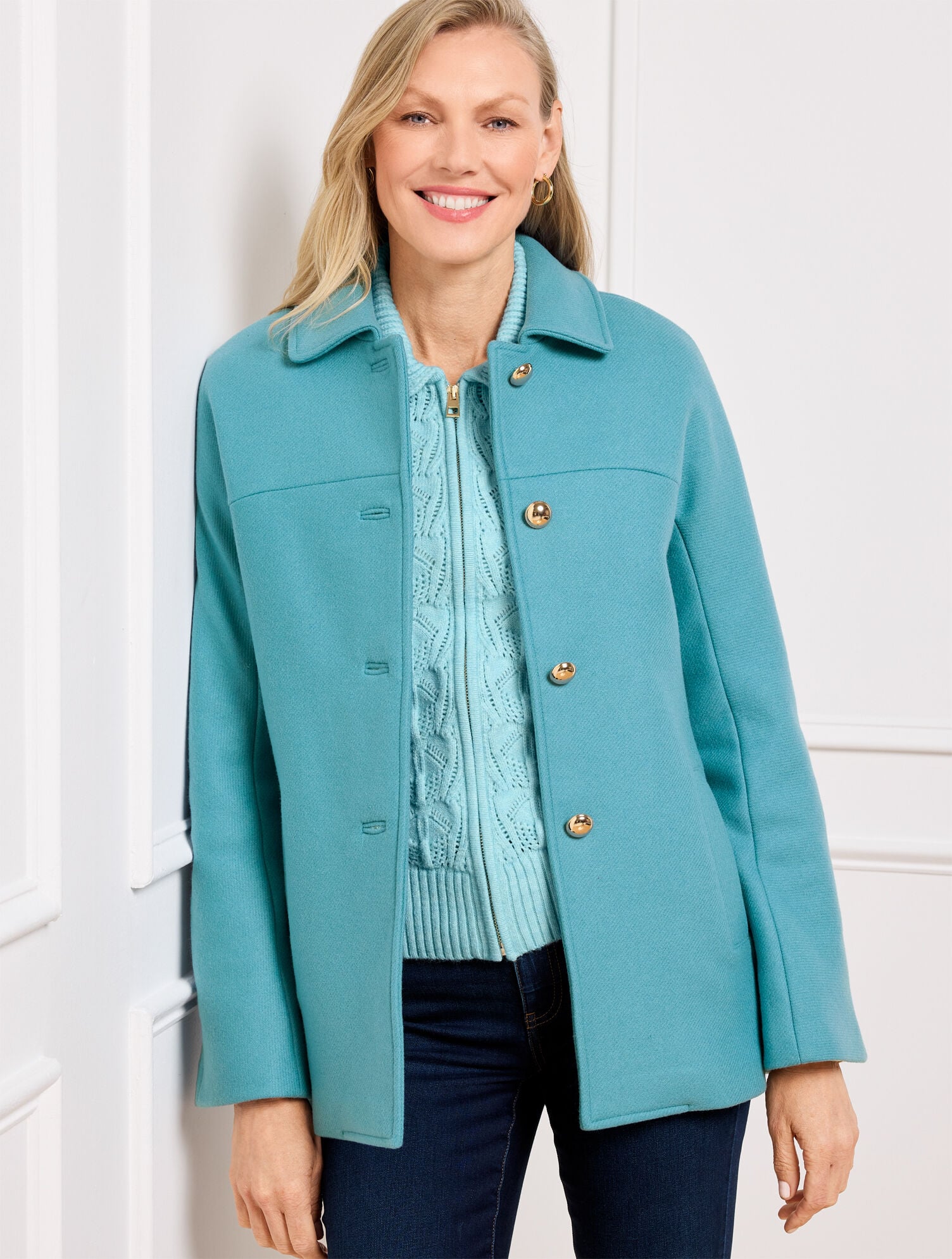 Italian Melton Wool Blend Coat | Talbots display picture 1