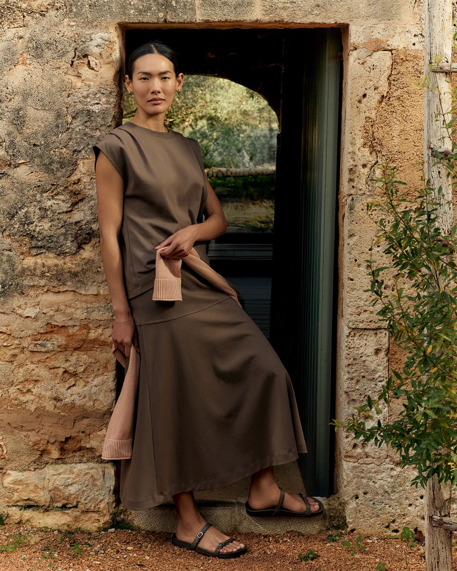 Organic Cotton Interlock Midi Skirt