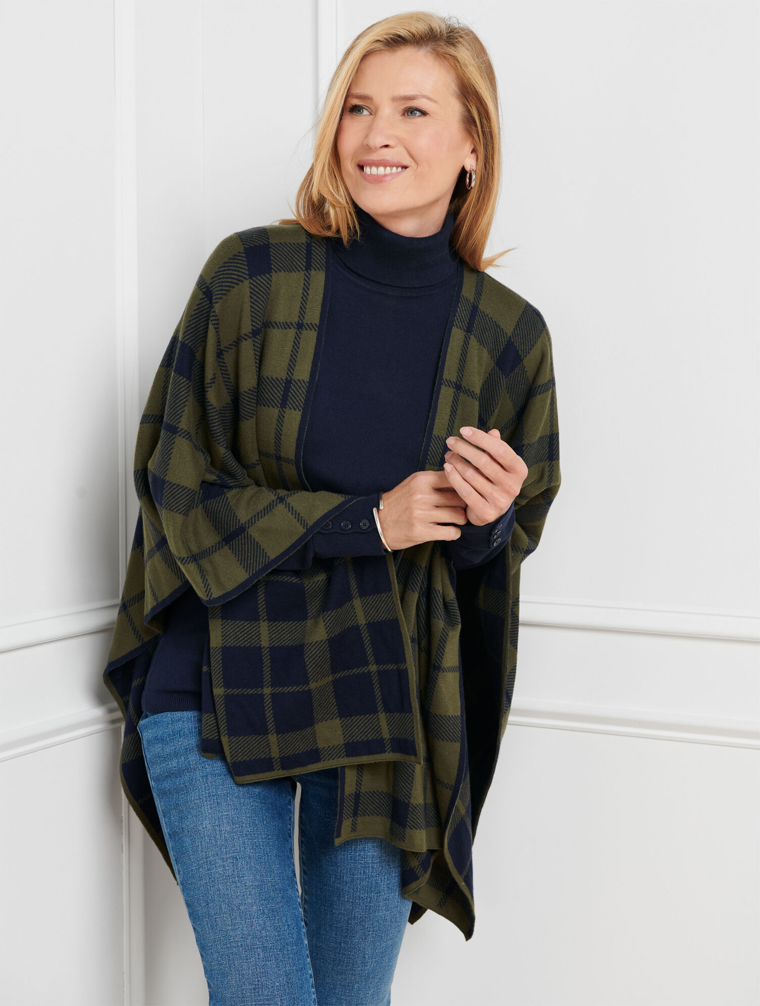 Reversible Plaid Ruana | Talbots