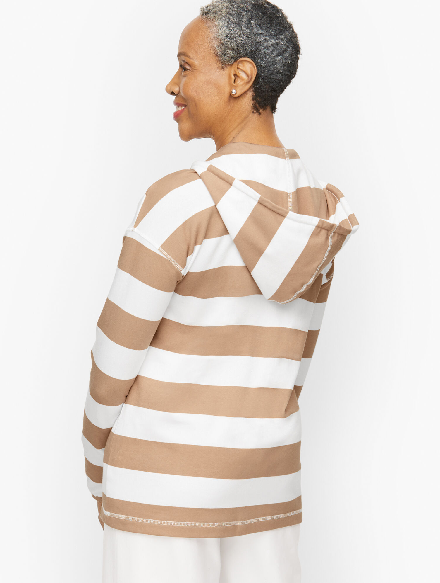 Stripe Drop Shoulder Hooded Sweatshirt