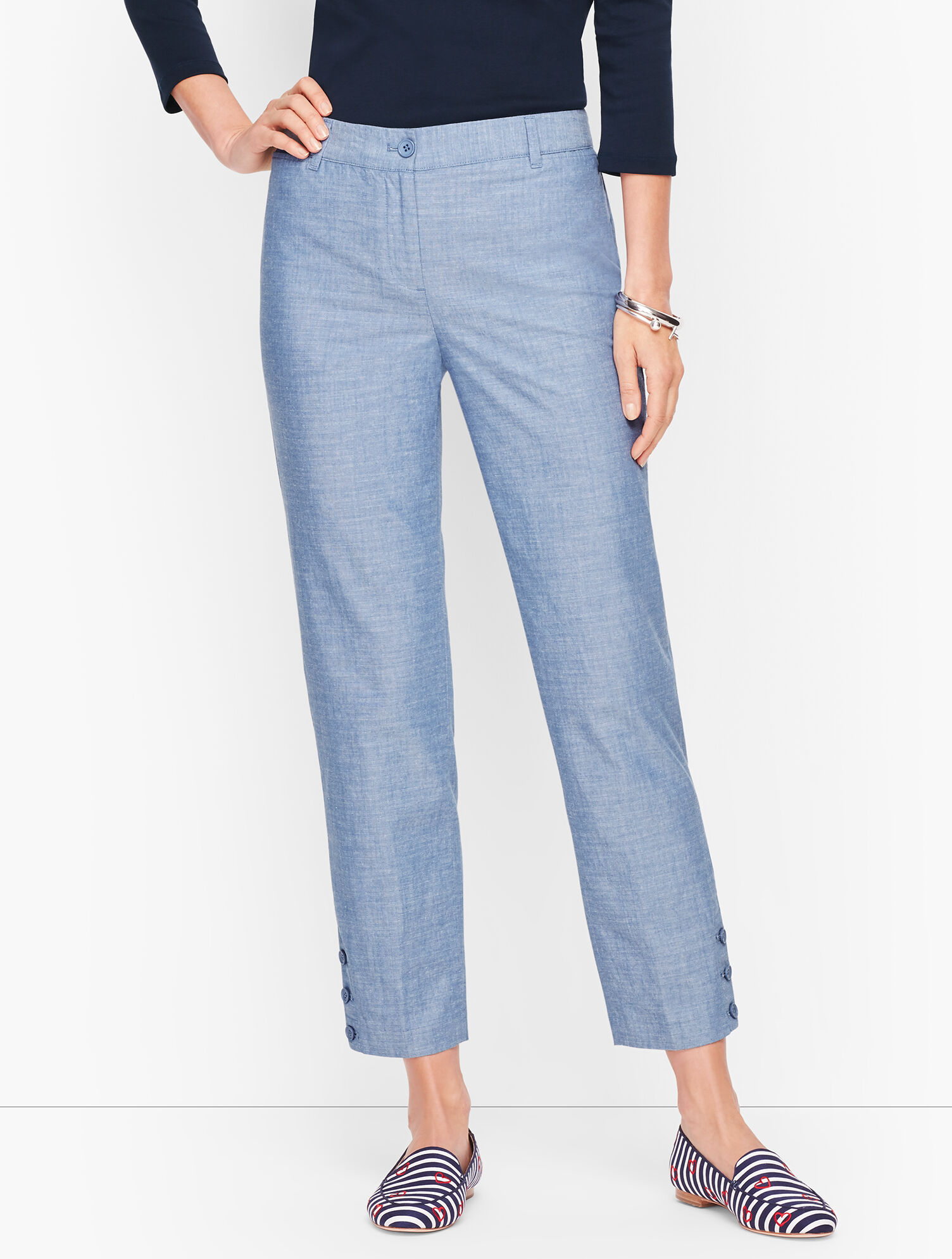 Pantalon Crop Bleu Chambray Express - Taille 0R (0 Regular) - Neuf Avec étiquettes
