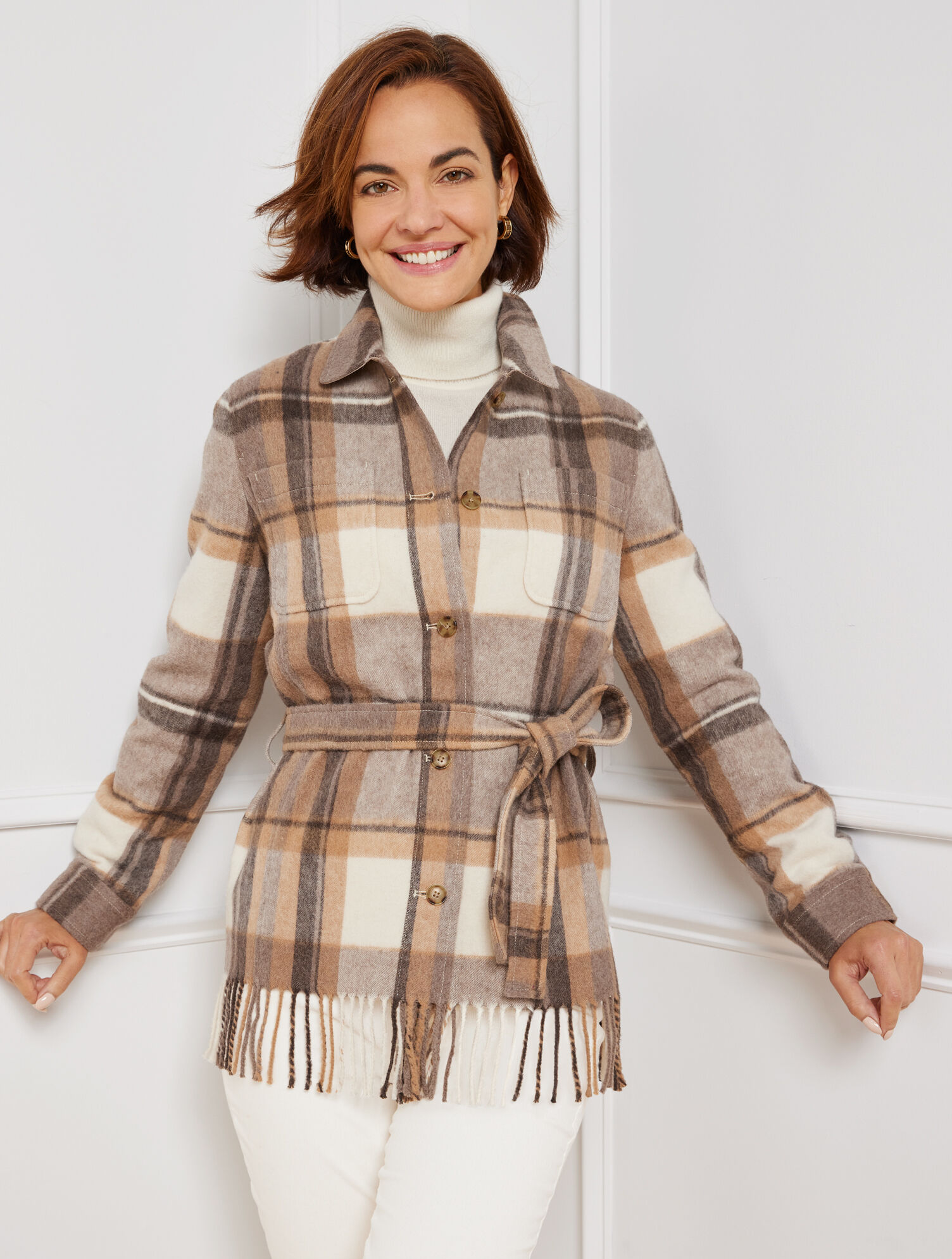 Deuce Plaid Belted Shirt Jacket