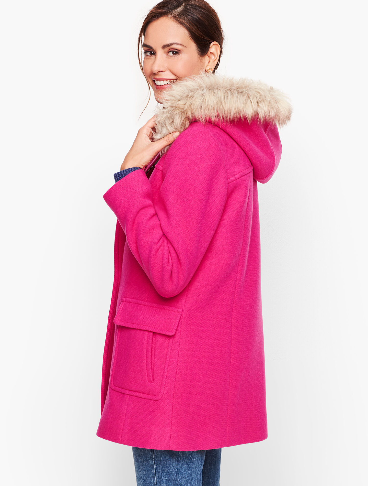 Faux-Fur Trim Wool Jacket - Albury Italian | Talbots