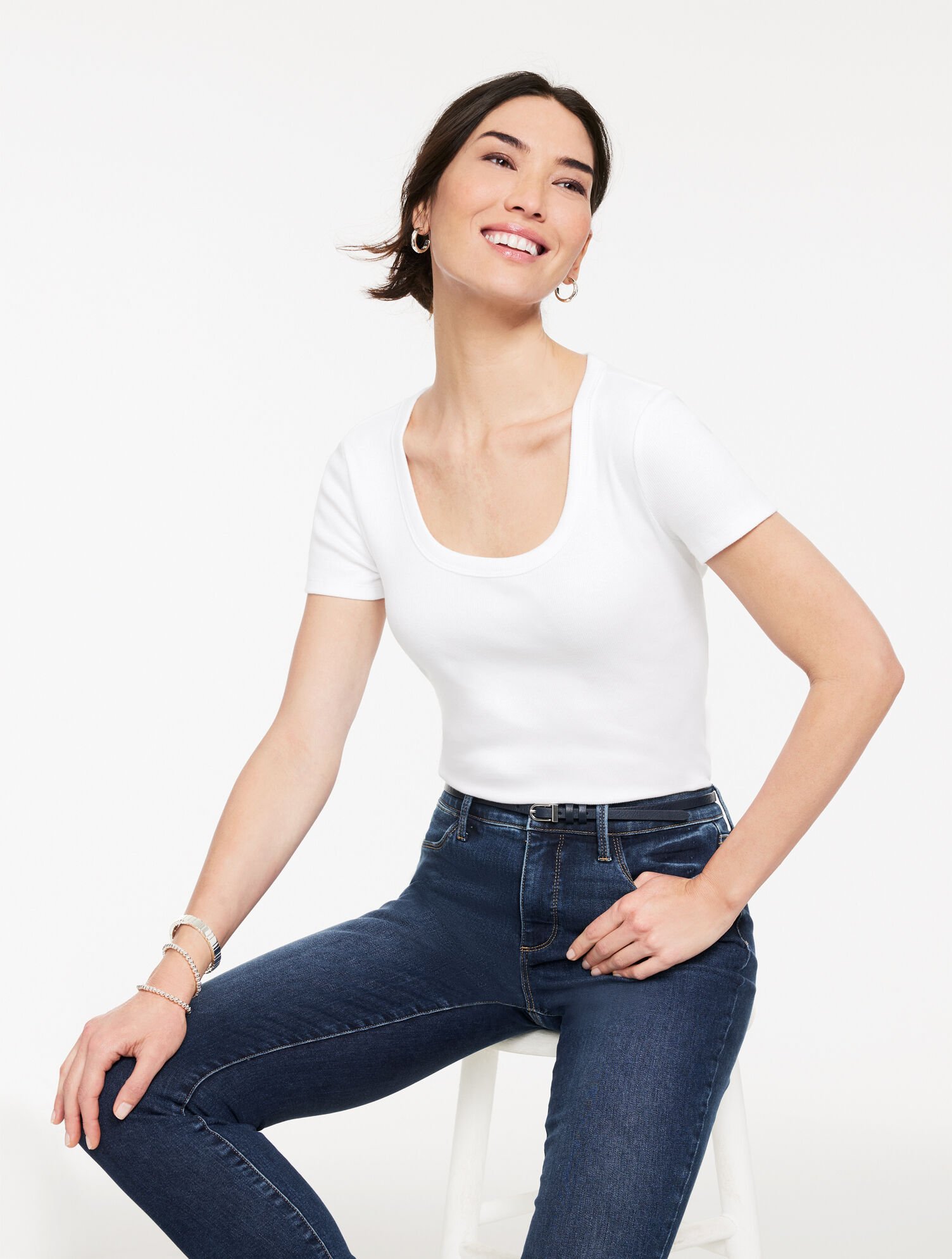 Ribbed Scoop Neck Tee