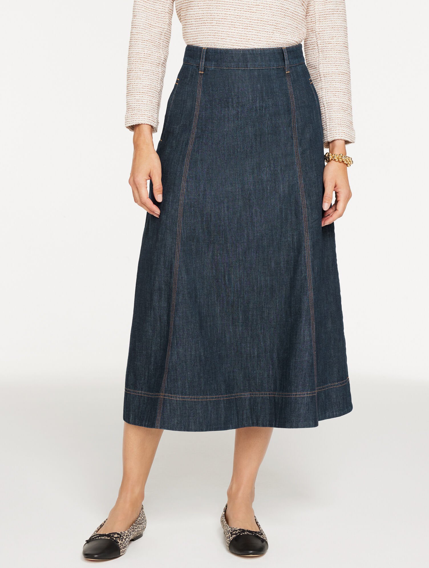 Denim Fit &amp; Flare Skirt - Sausalito Wash
