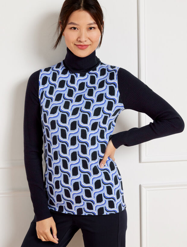 Turtleneck Sweater Birds Eye Jacquard Talbots