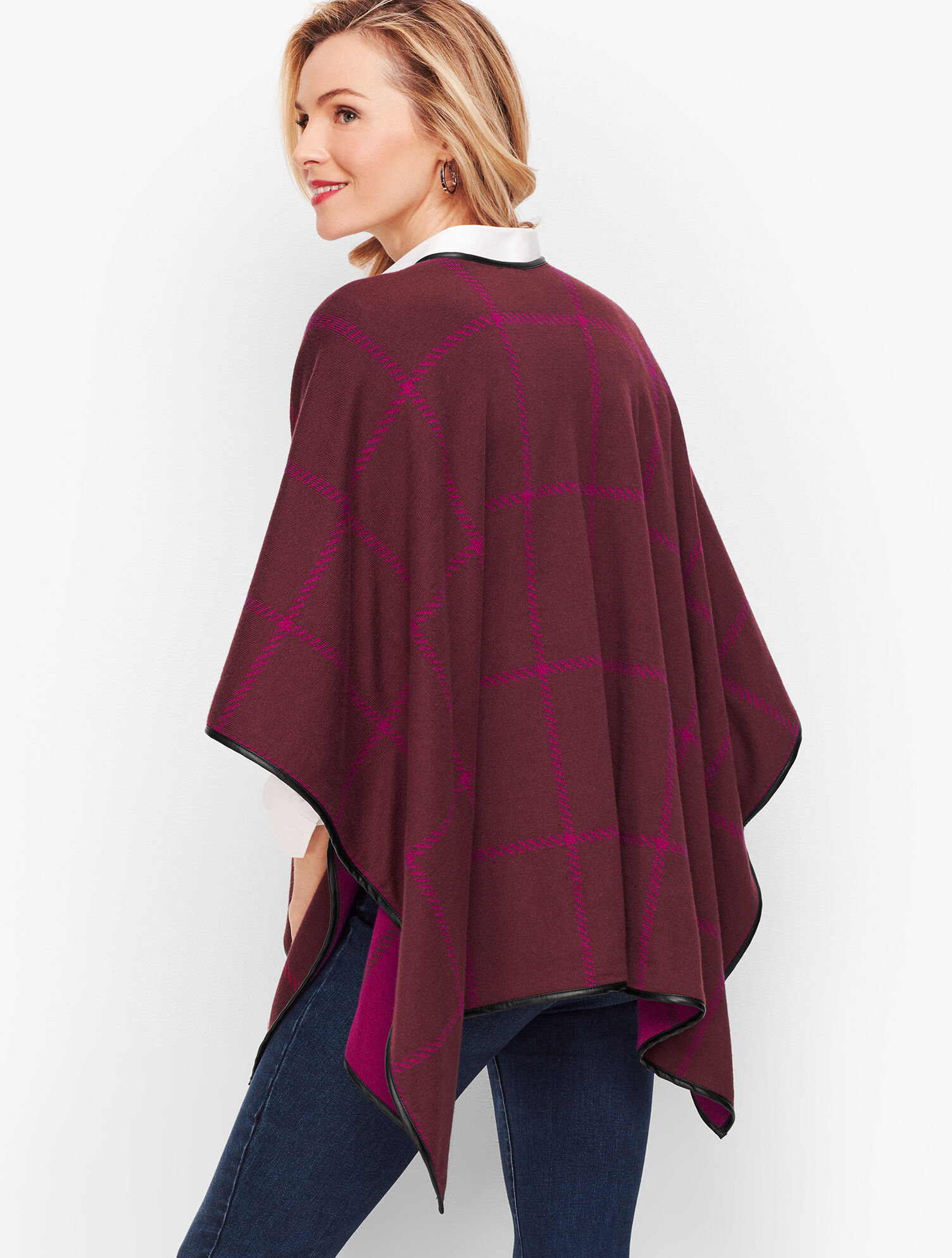 Talbots Ruanas Trimmed Plaid Ruana | Talbots