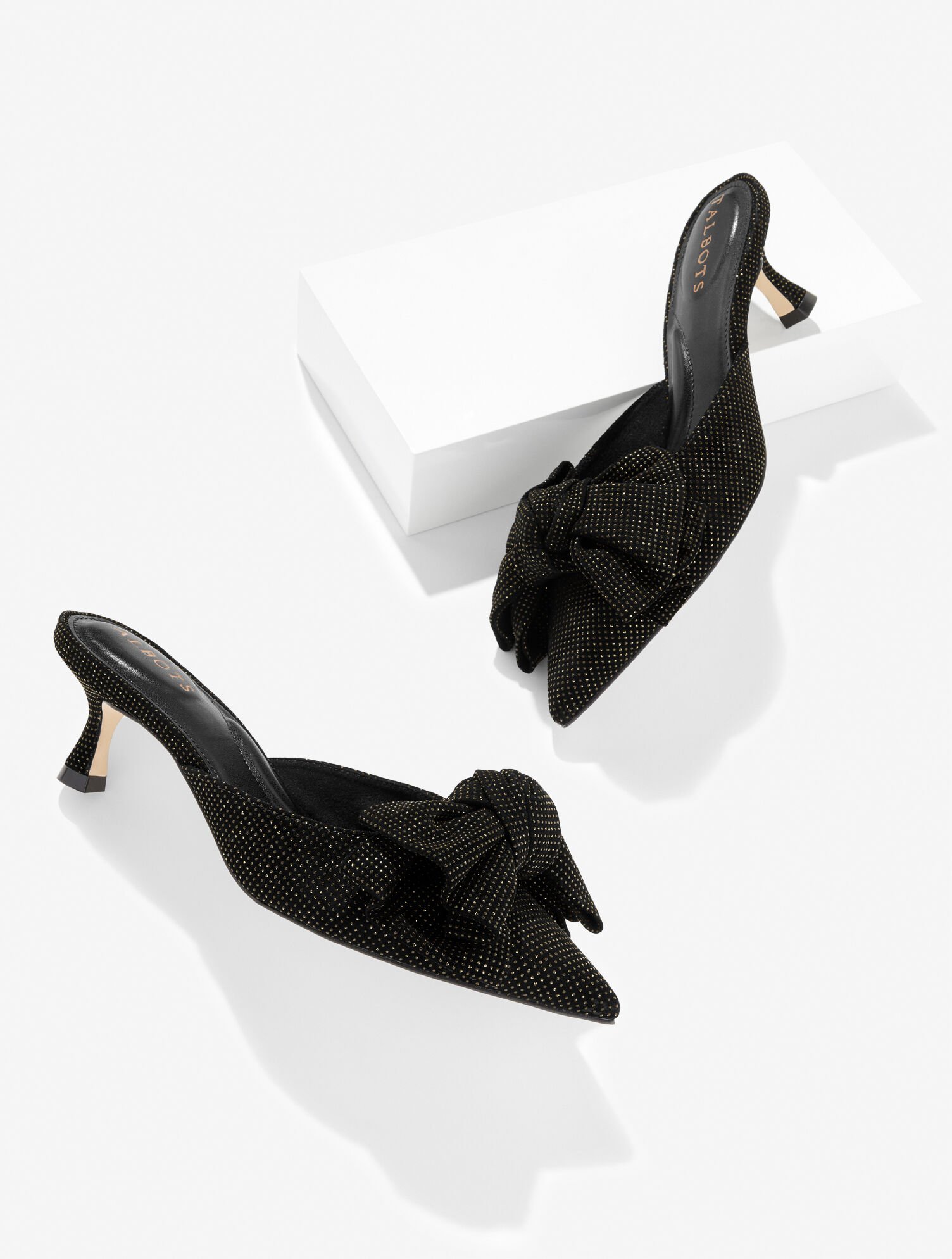 Ember Bow Crystal Leather Mules