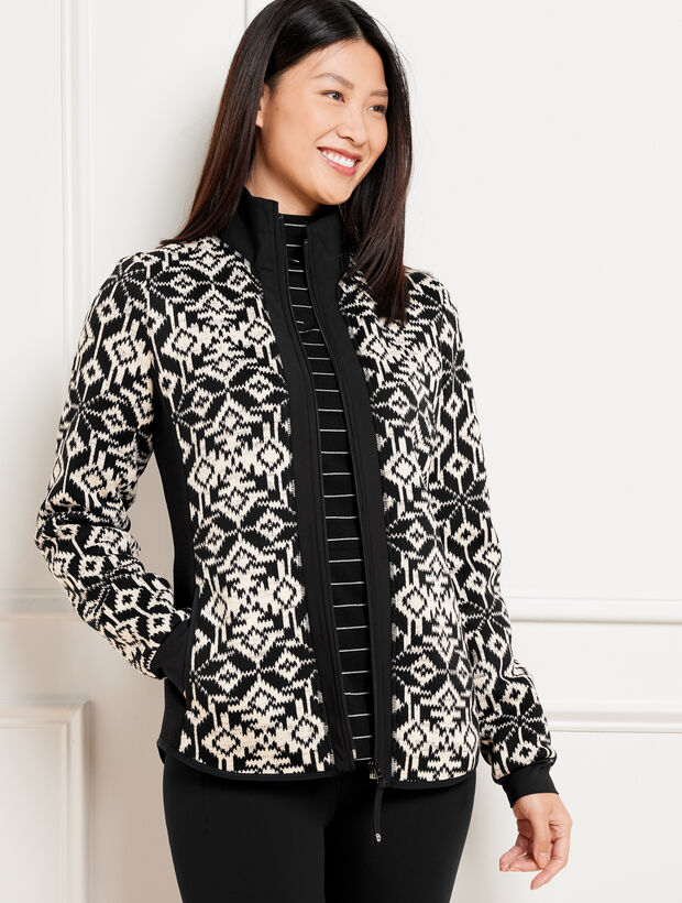 Cozy Fleeceback Jacket Snowflake Talbots