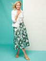 Linen Palm Leaves Midi Skirt