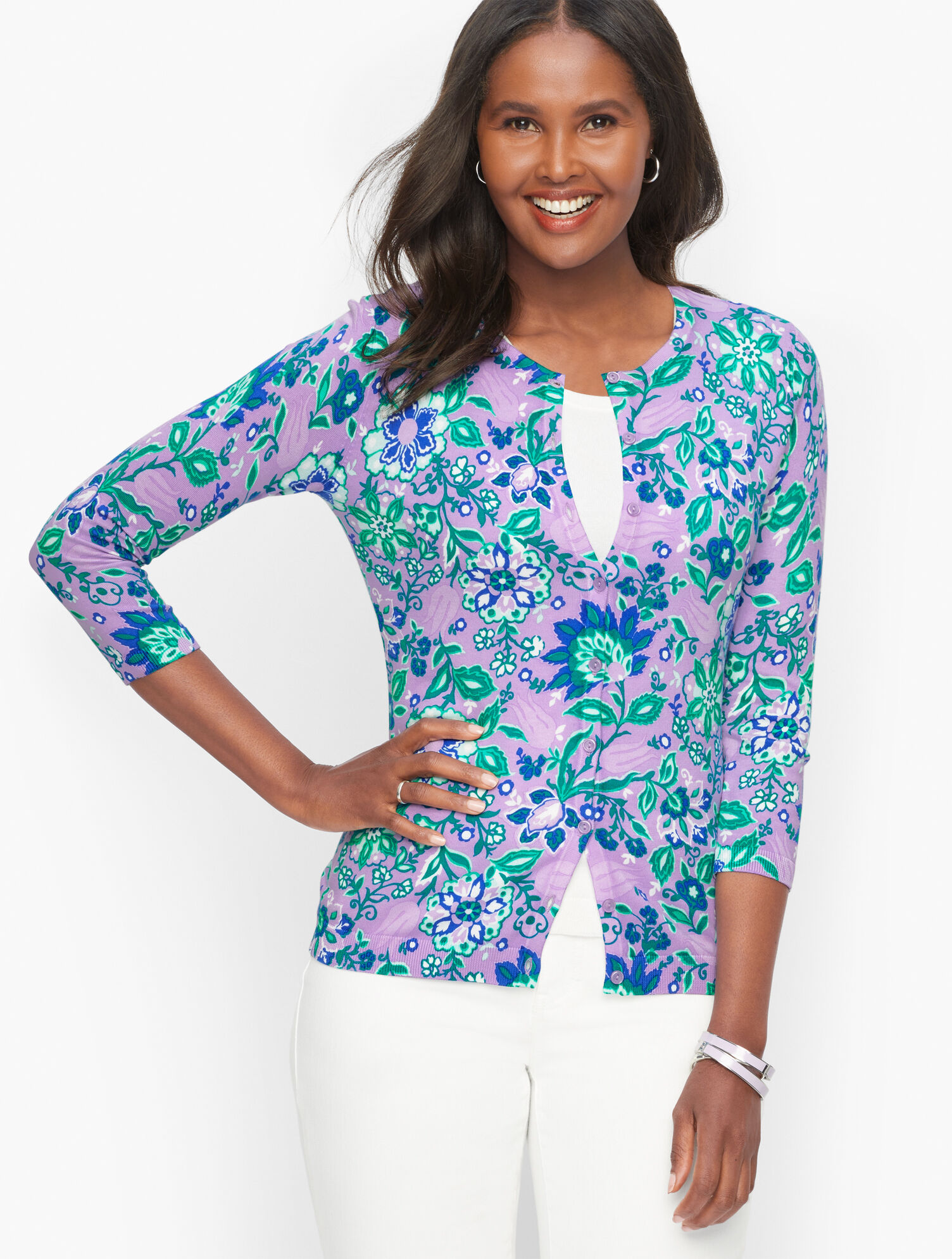 Talbots 花柄 カーディガン XLサイズ Charming Cardigan - Tropical | Talbots