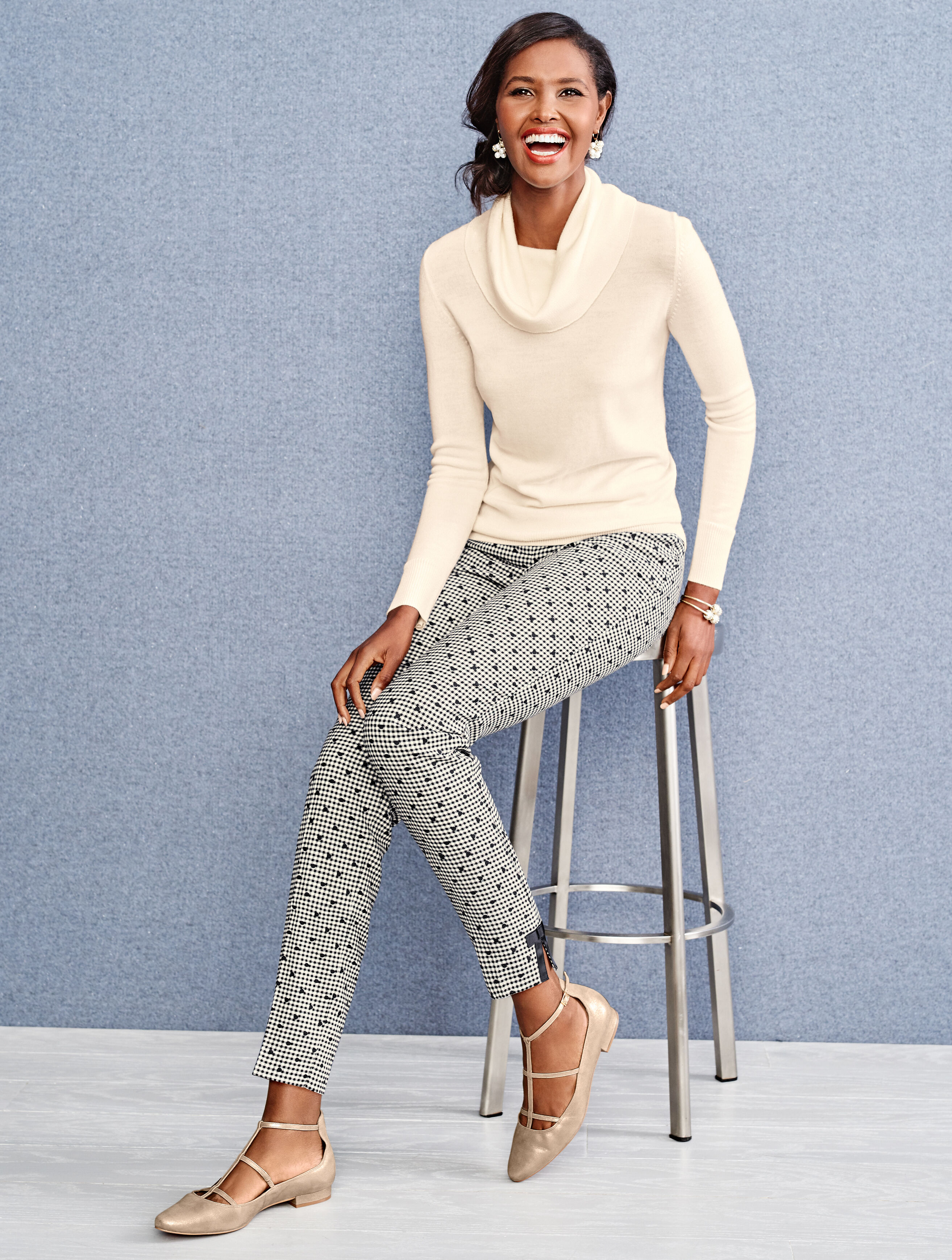 Gingham Polka-Dot Ankle Pant | Talbots