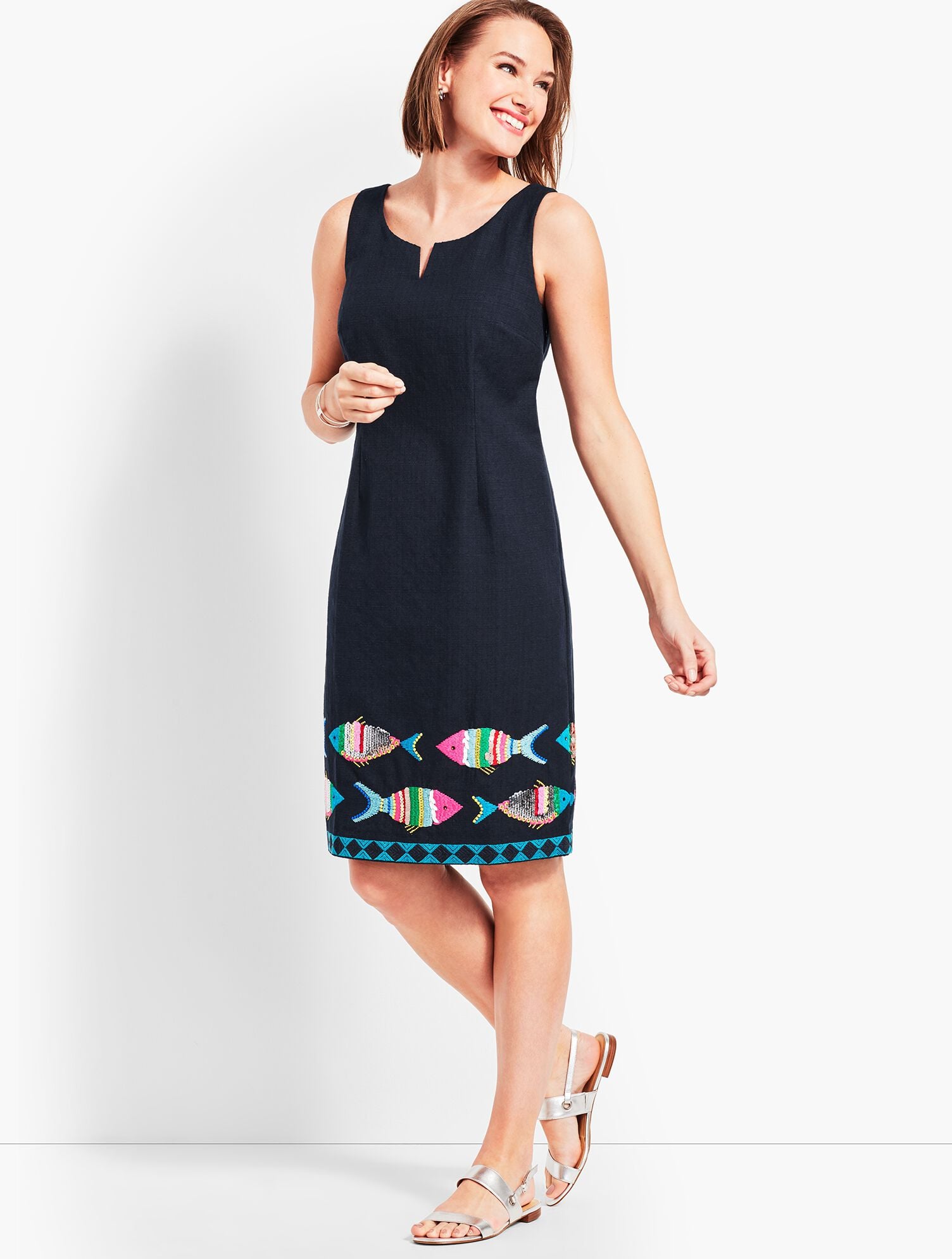Embroidered Fish Sheath Dress | Talbots