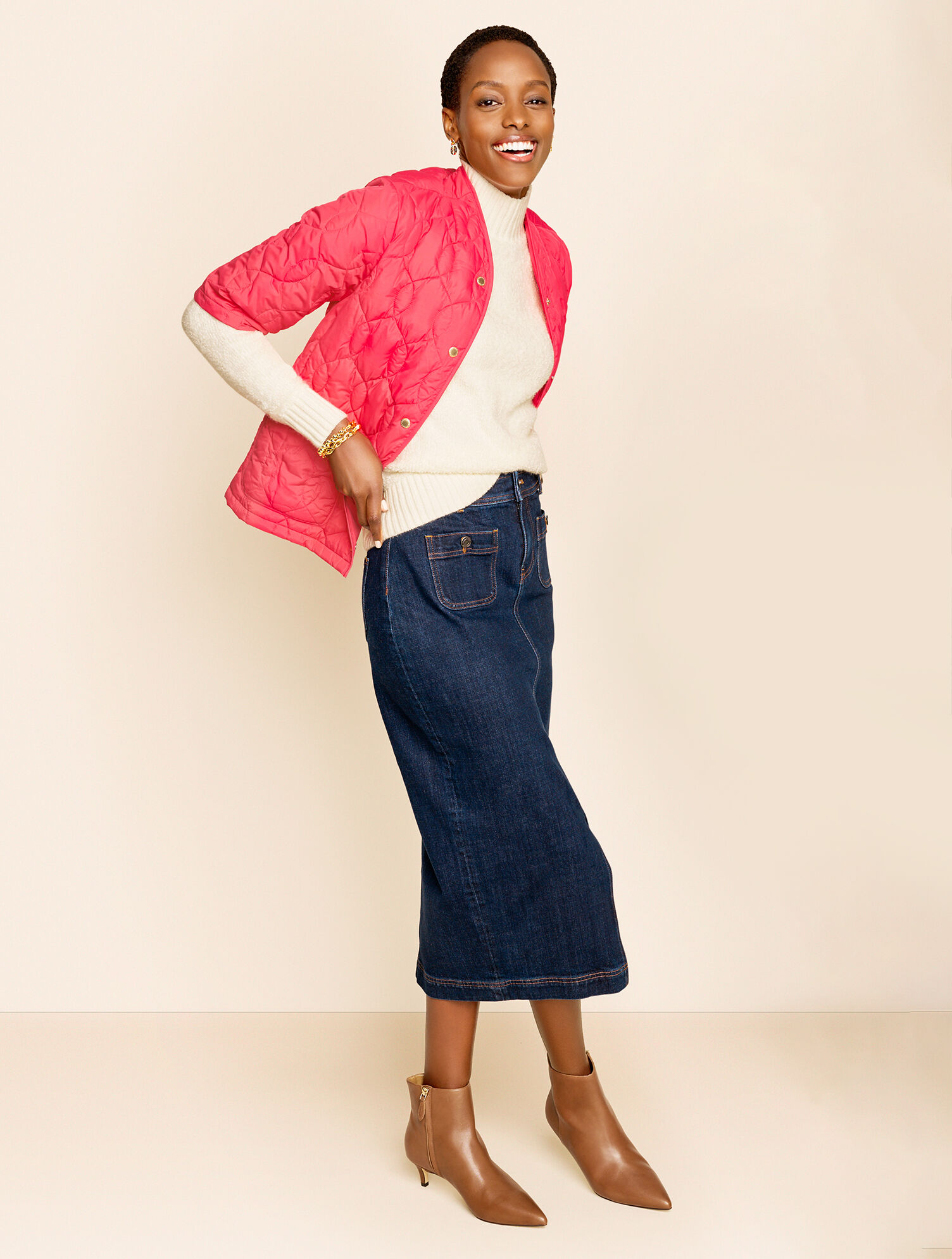 Denim Midi Skirt - Park Wash