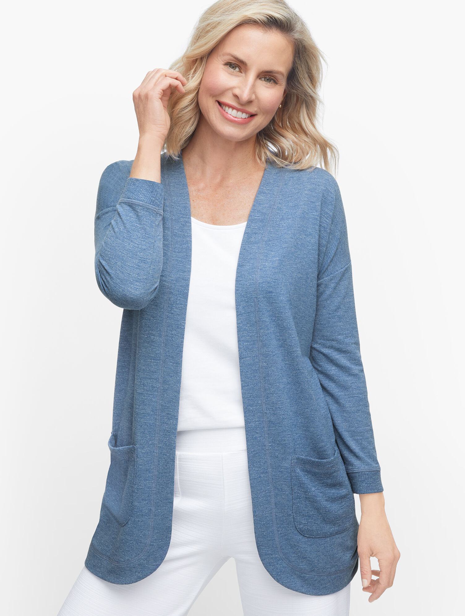 Soft French Terry Open Cardigan 