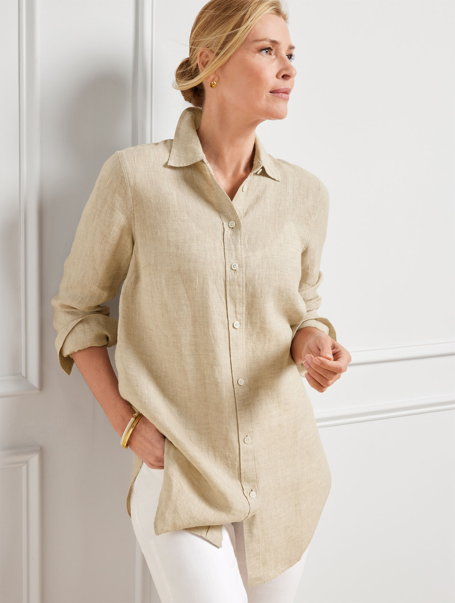Linen Boyfriend Shirt - Oatmeal