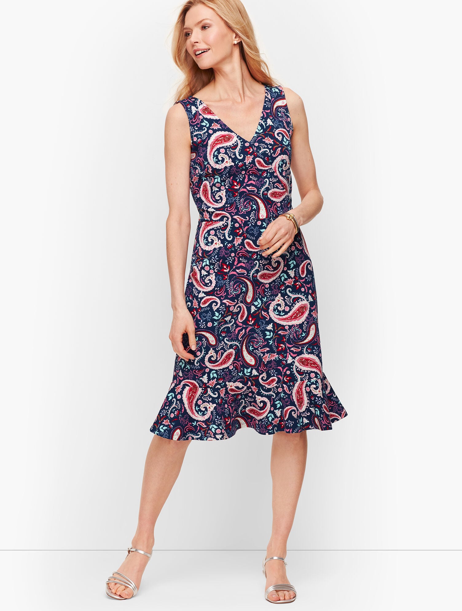 Flounce Hem Fit & Flare Dress - Watercolor Paisley | Talbots