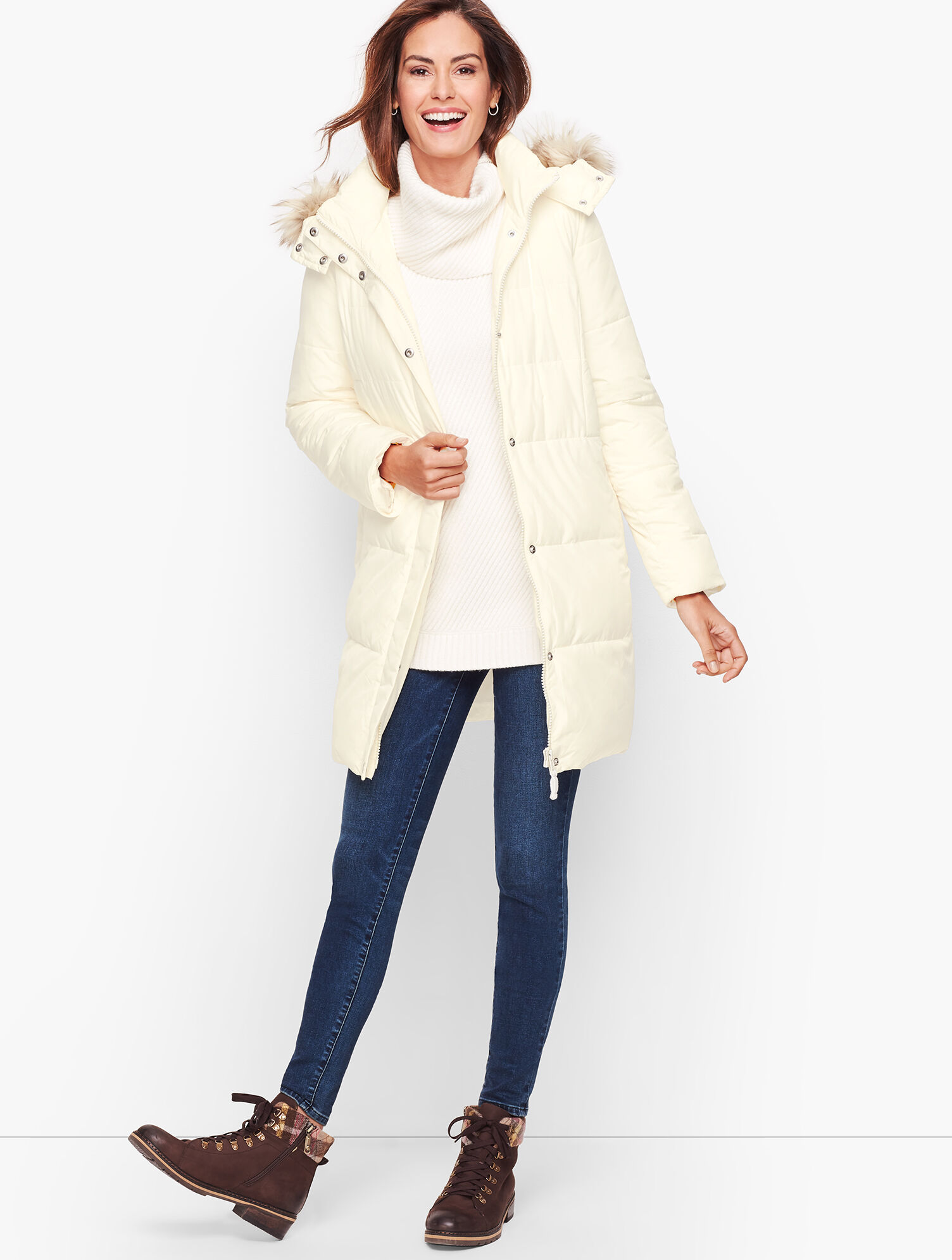 Down Alternative Puffer Coat With Faux Fur Hood