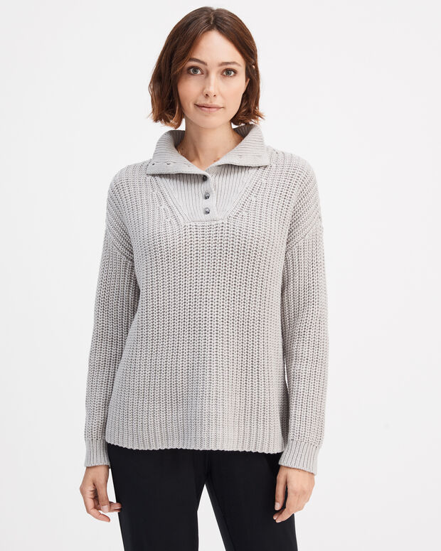 Button-Up Mock Neck Sweater