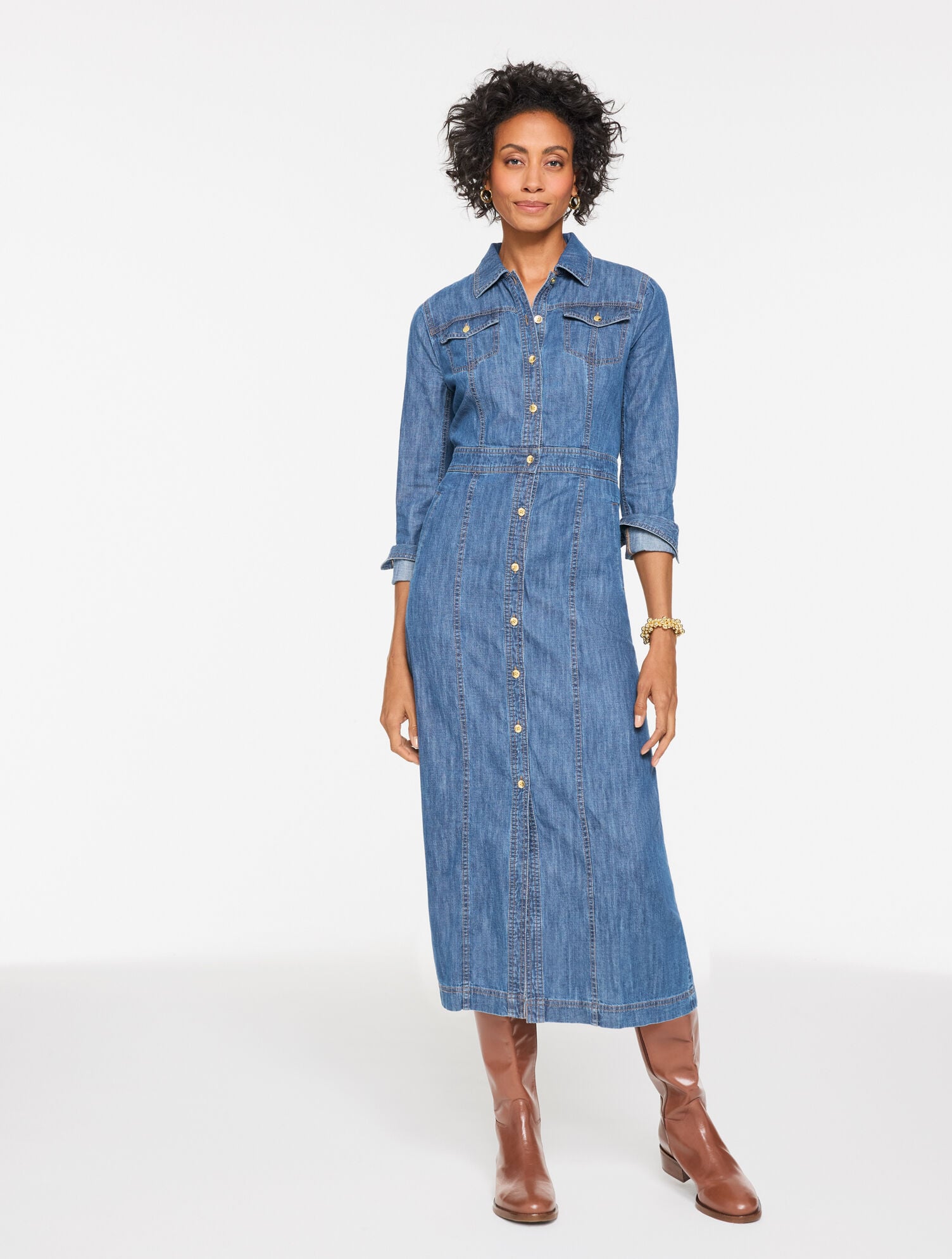 Denim Midi Shirtdress - Bridgeport Wash