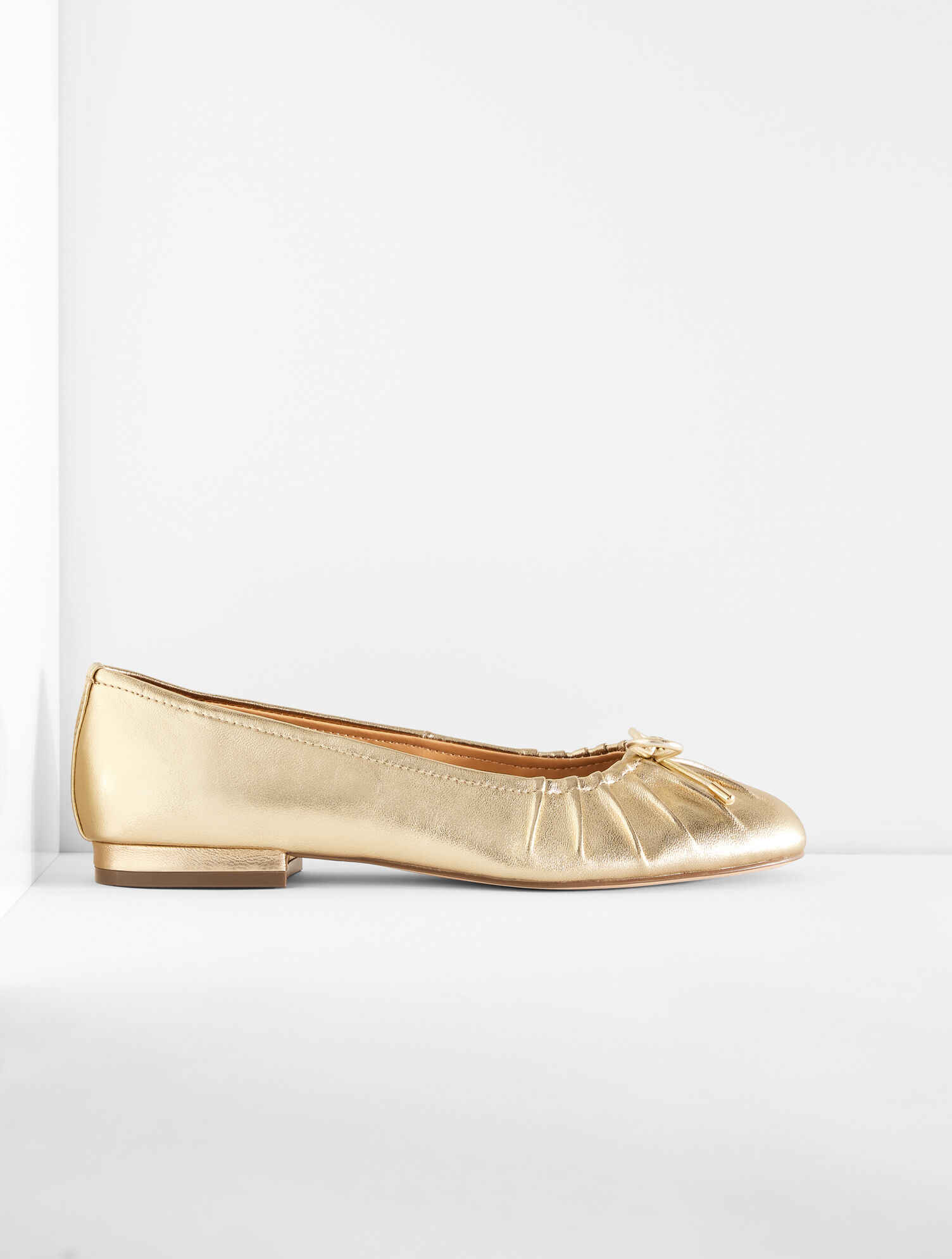 Madison Pleated Metallic Nappa Ballet Flats