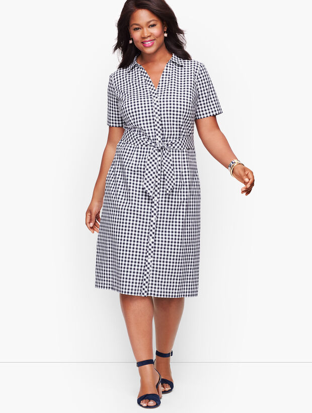 Plus Size Exclusive A-Line Dress - Gingham