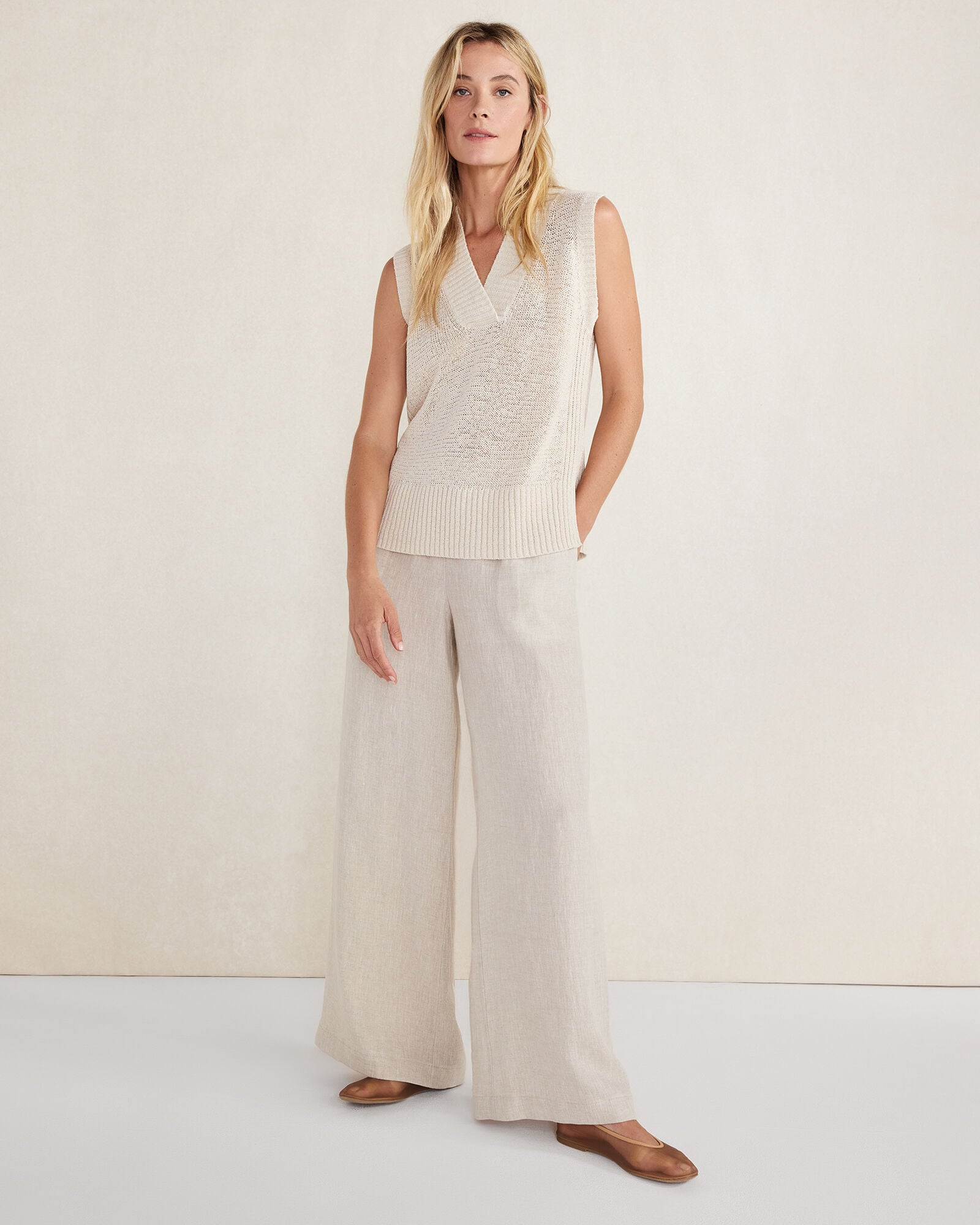 Organic Cotton Linen Tape Yarn Sweater Vest