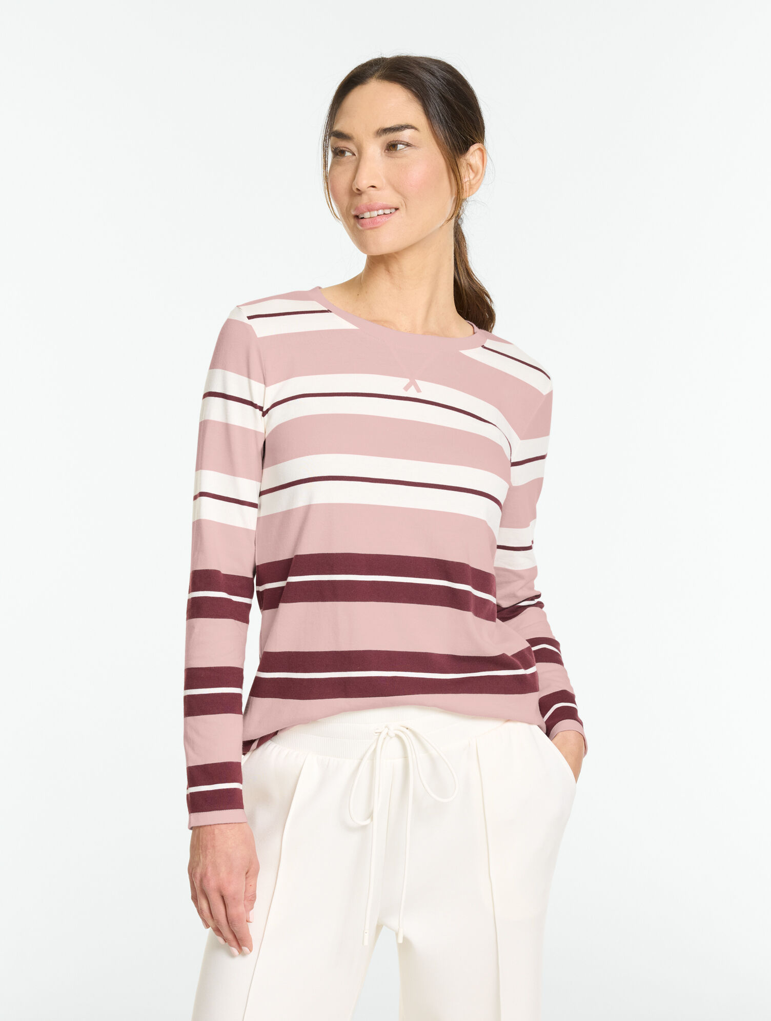 Supersoft Jersey Long Sleeve Crewneck Tee - Doncaster Stripe