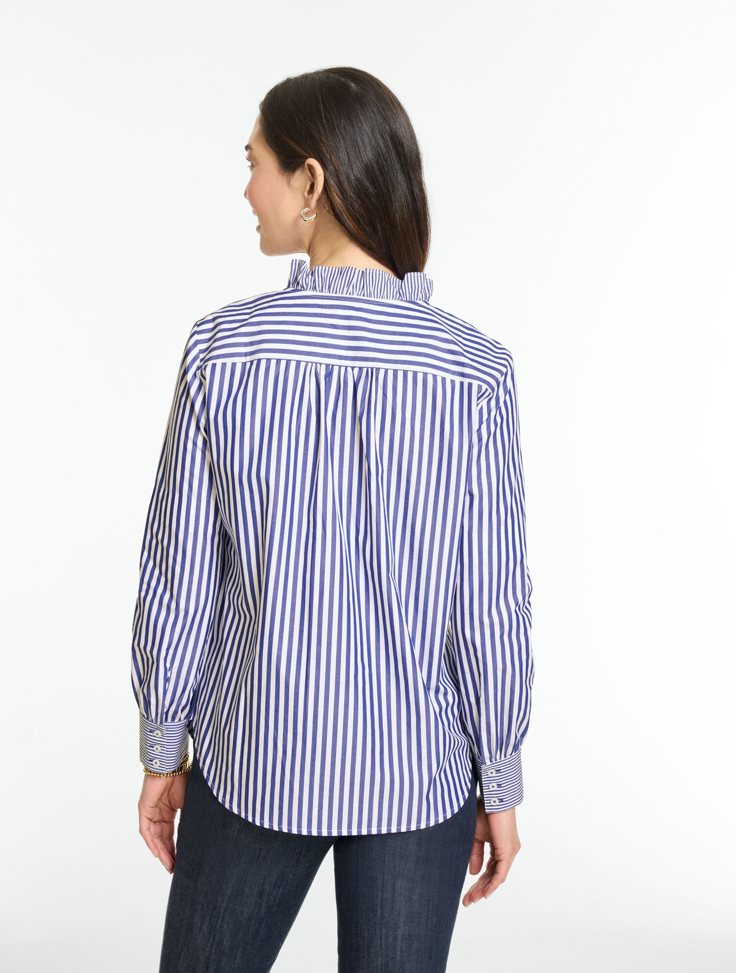 Poplin Ruffle Top - Mixed Stripe