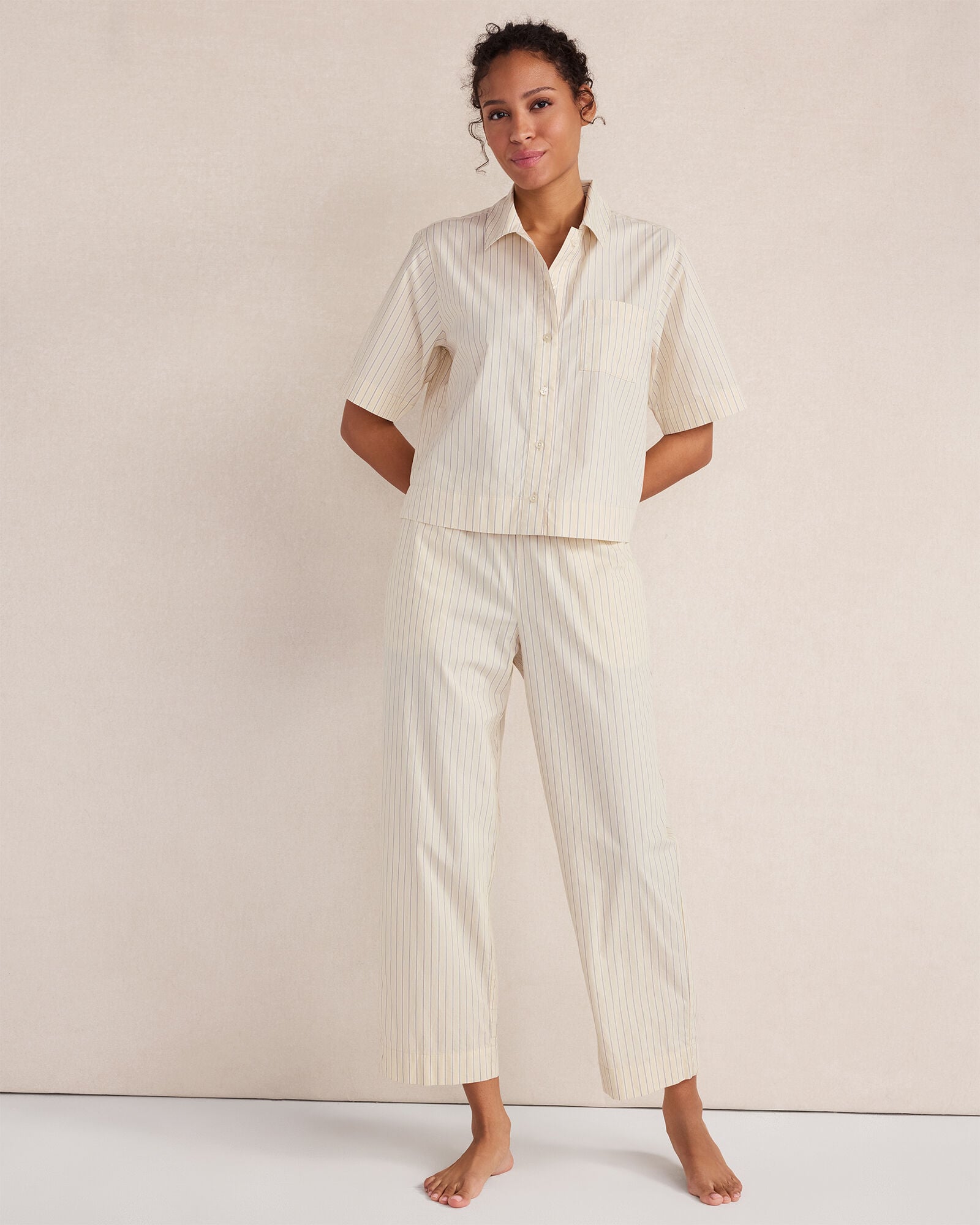 Organic Cotton Poplin Stripe Pajama Pants