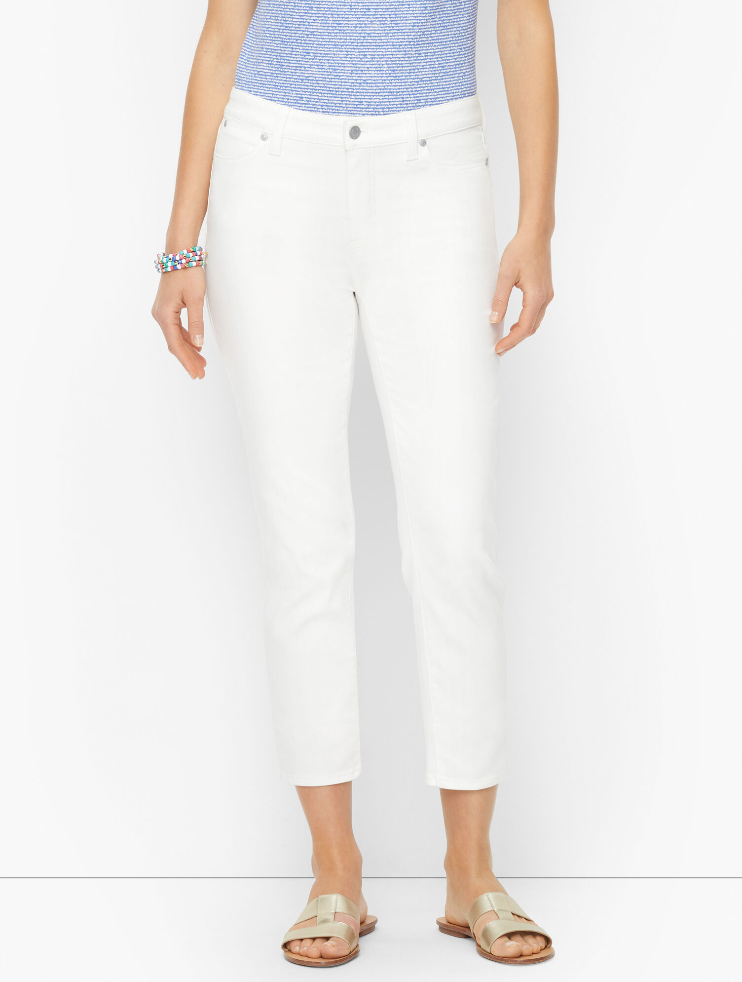 Straight Leg Crop Jeans - White